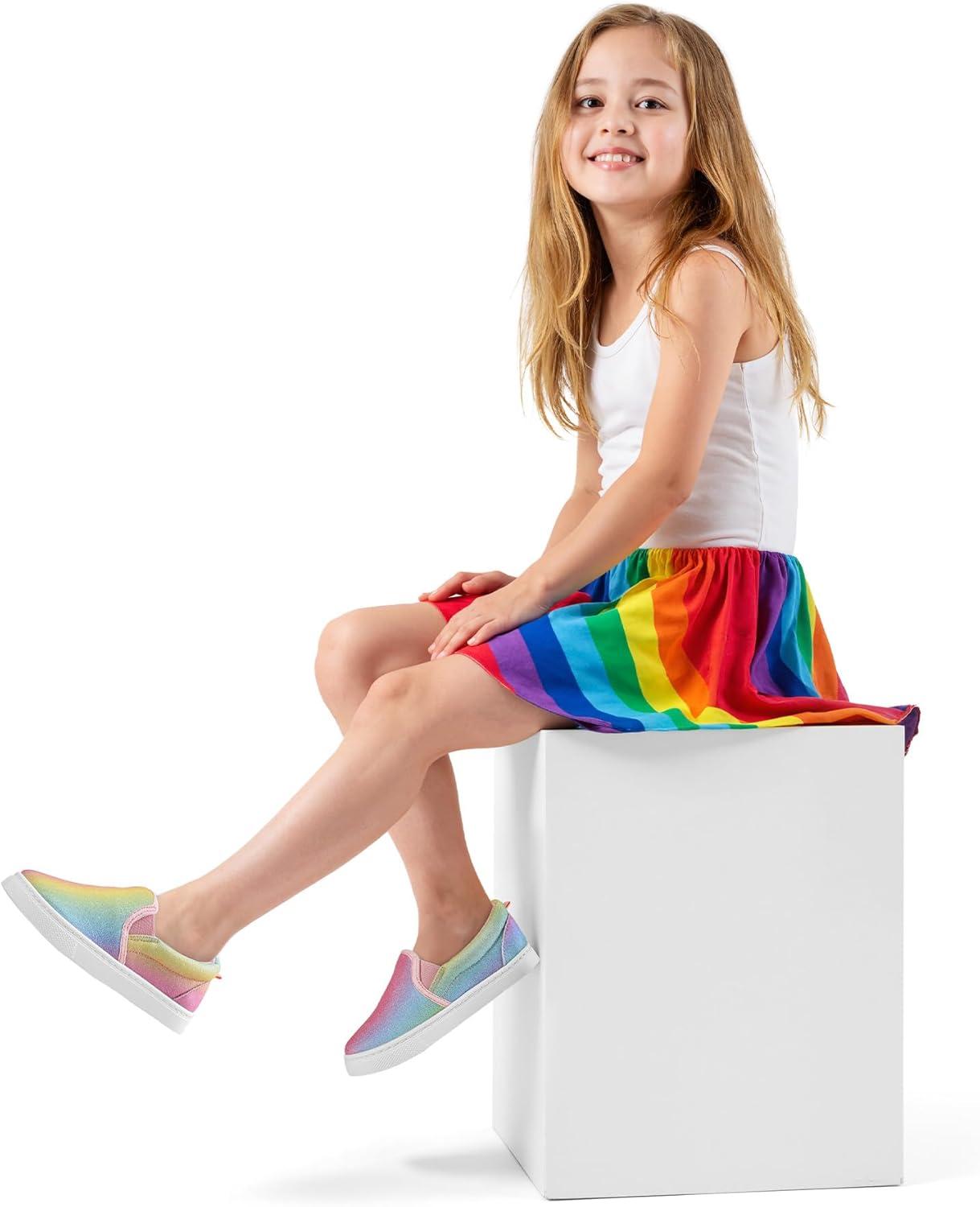 imageK KomForme Toddler Girls Boys Shoes Little Kids Slip on Canvas Sneakers for RunningWalkingGradient Glitter