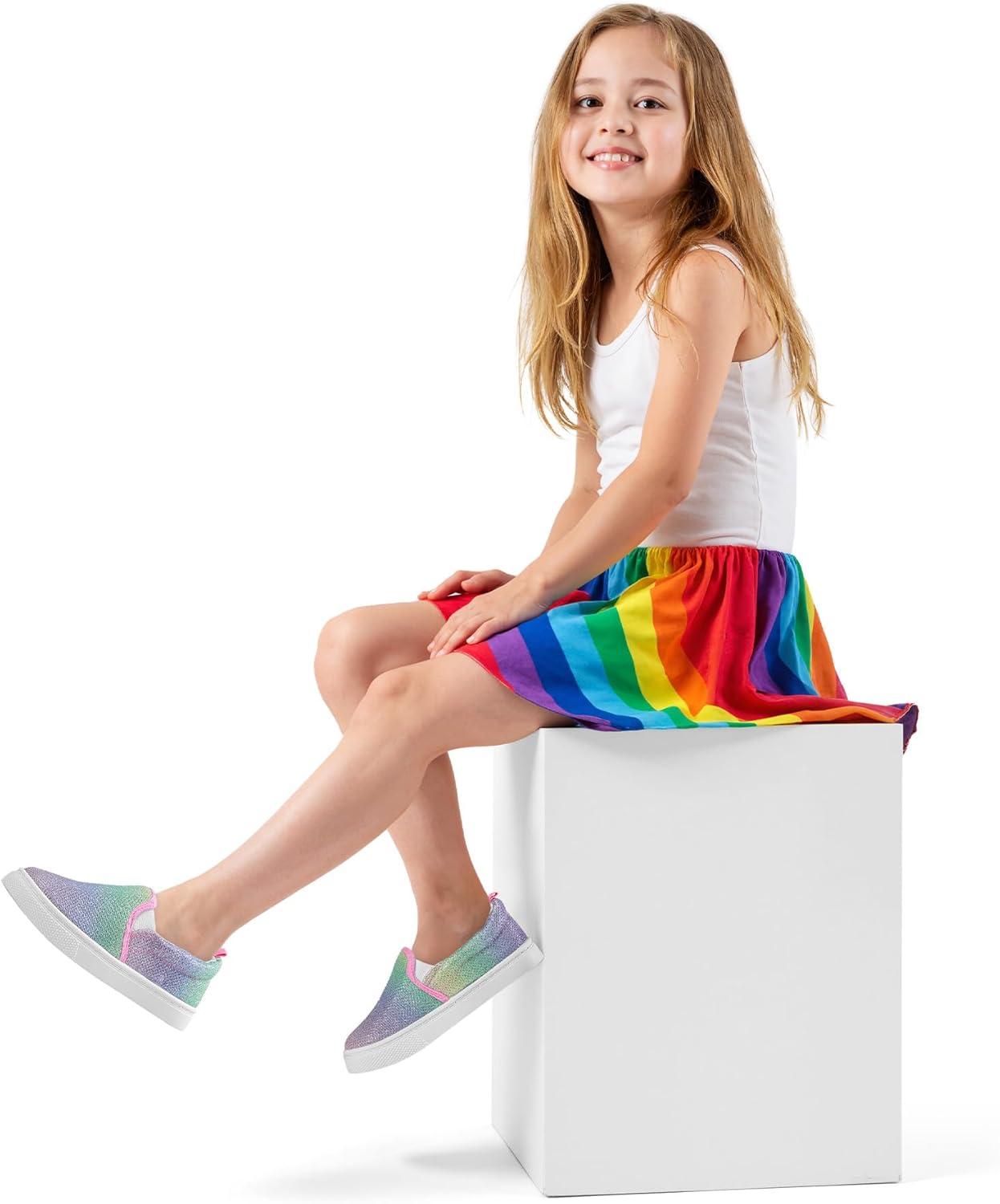 imageK KomForme Toddler Girls Boys Shoes Little Kids Slip on Canvas Sneakers for RunningWalkingGradient Purple