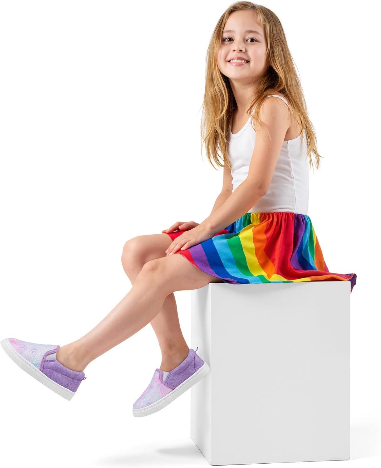 imageK KomForme Toddler Girls Boys Shoes Little Kids Slip on Canvas Sneakers for RunningWalkingPurple Glitter