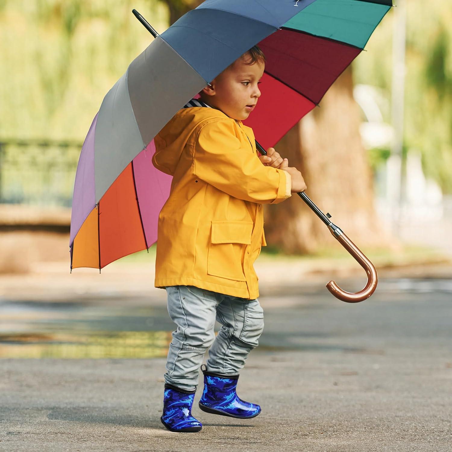 imageK KomForme Toddler Rain Boots Baby Easyon Rain Shoes Lightweight Waterproof for Boys and GirlsBlue Dinosaur