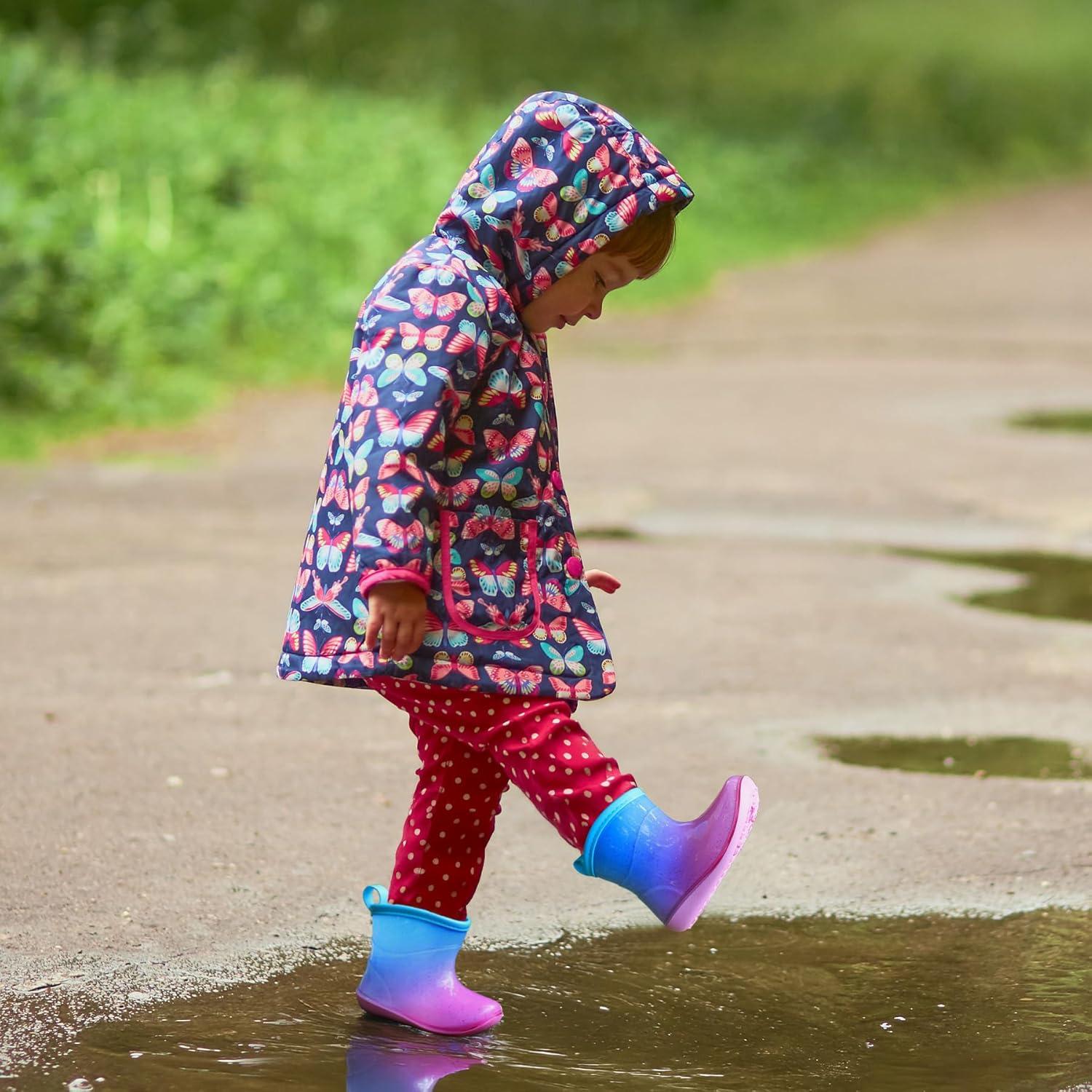 imageK KomForme Toddler Rain Boots Baby Easyon Rain Shoes Lightweight Waterproof for Boys and GirlsBlue Pink Gradient