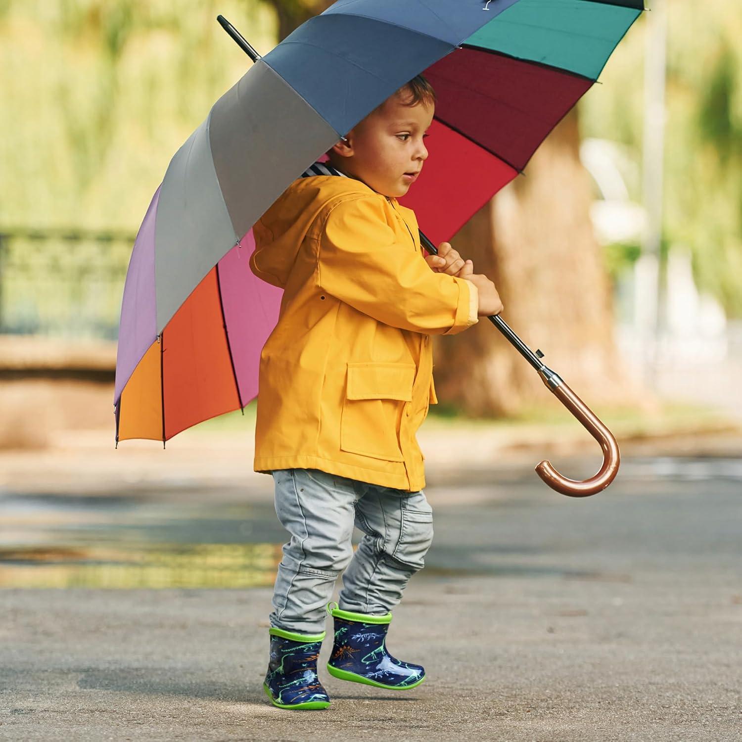 imageK KomForme Toddler Rain Boots Baby Easyon Rain Shoes Lightweight Waterproof for Boys and GirlsGreen Dinosaur Bones