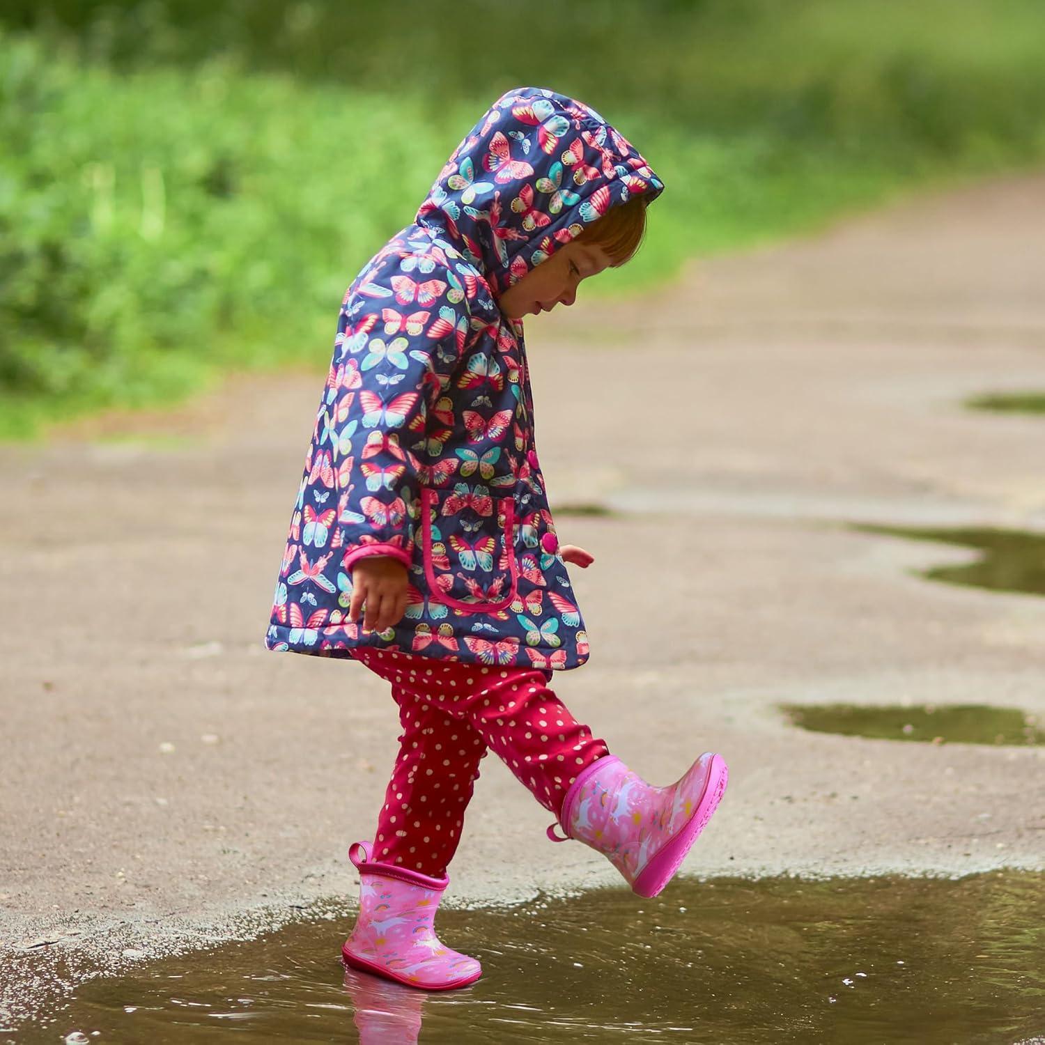 imageK KomForme Toddler Rain Boots Baby Easyon Rain Shoes Lightweight Waterproof for Boys and GirlsLight Pink Unicorn