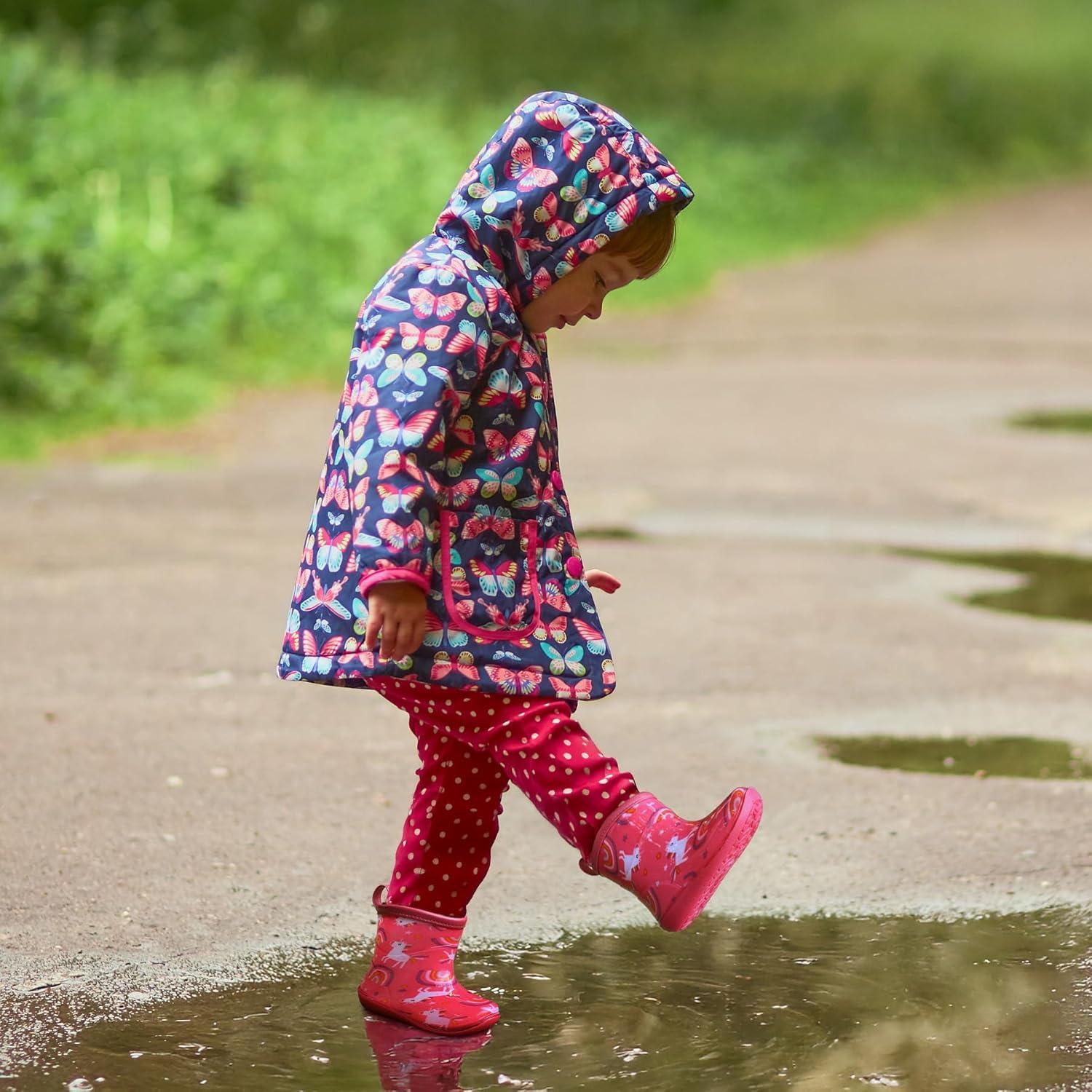 imageK KomForme Toddler Rain Boots Baby Easyon Rain Shoes Lightweight Waterproof for Boys and GirlsPink Unicorn