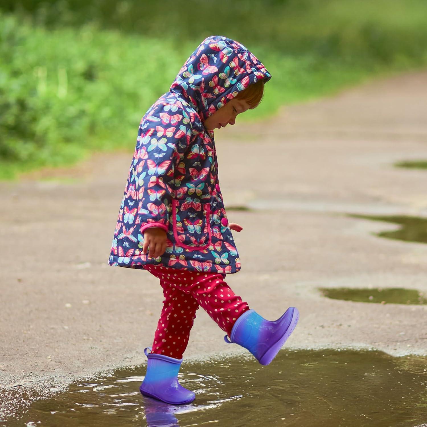 imageK KomForme Toddler Rain Boots Baby Easyon Rain Shoes Lightweight Waterproof for Boys and GirlsPurple Blue Gradient