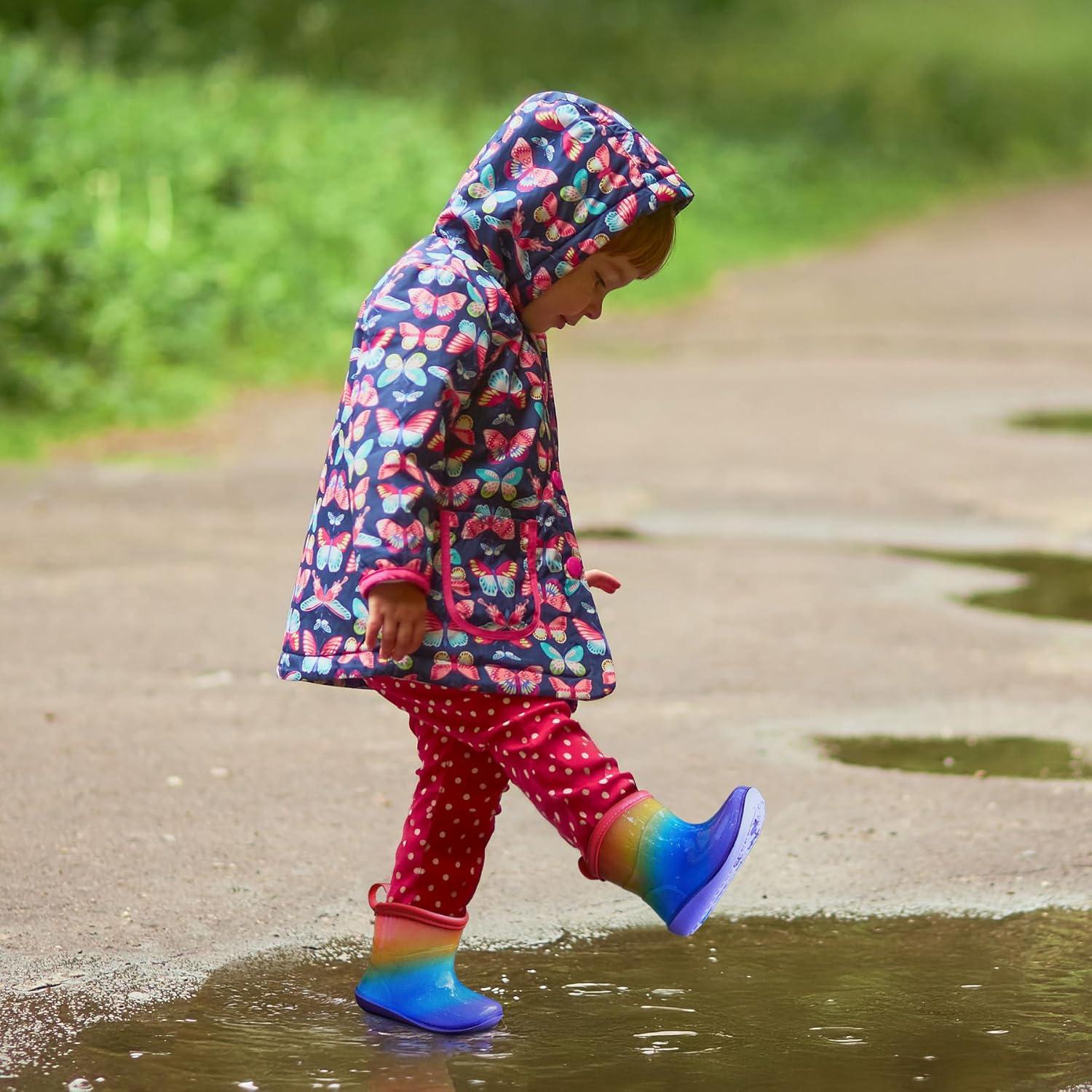 imageK KomForme Toddler Rain Boots Baby Easyon Rain Shoes Lightweight Waterproof for Boys and GirlsRainbow