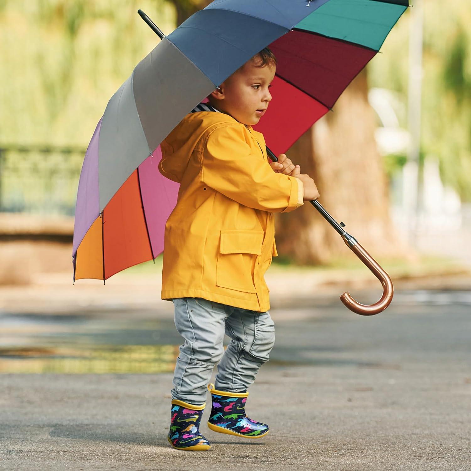 imageK KomForme Toddler Rain Boots Baby Easyon Rain Shoes Lightweight Waterproof for Boys and GirlsYellow Dinosaur