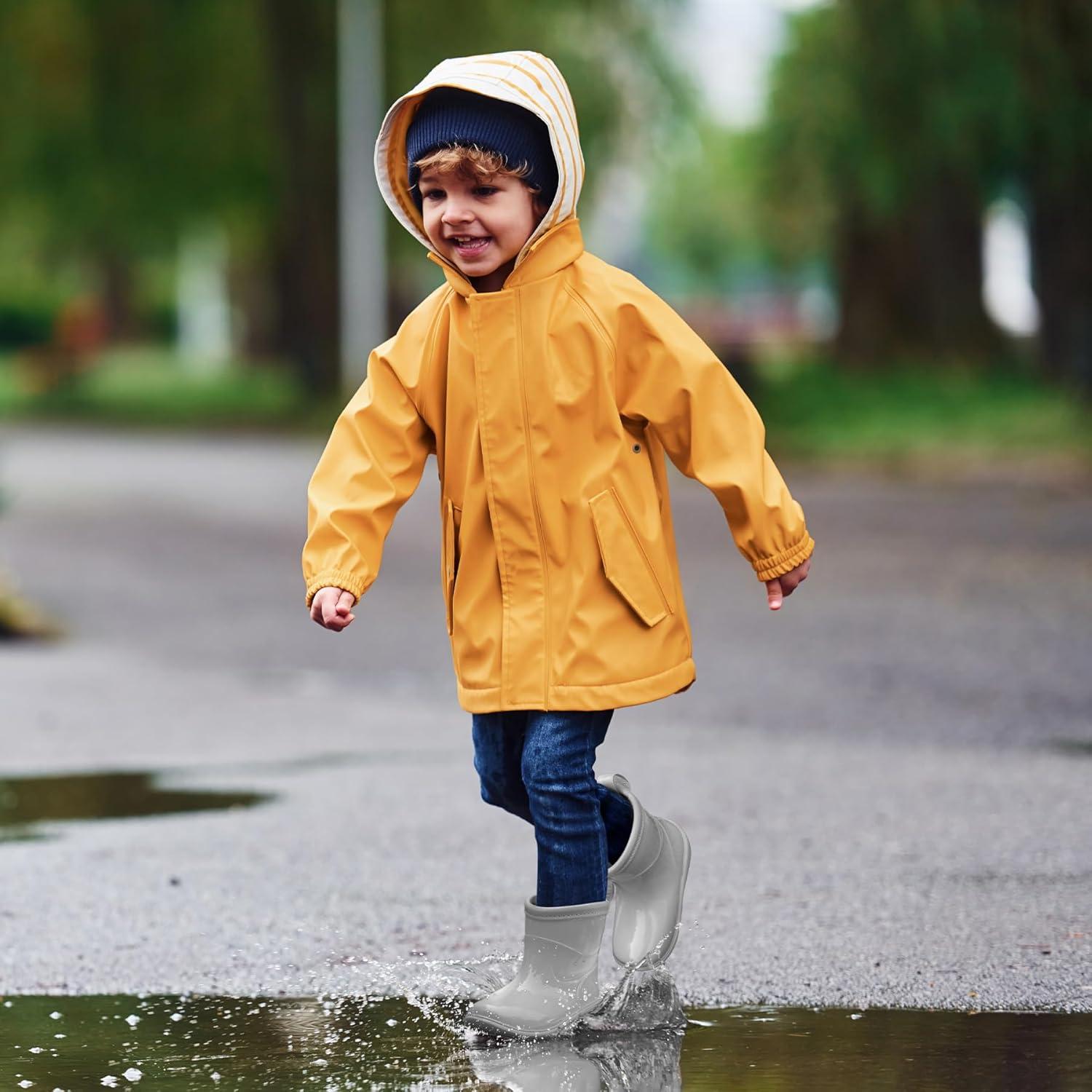 imageK KomForme Toddler Rain Boots Baby Easyon Rain Shoes for Boys and Girls Waterproof Lightweight OutdoorGrey