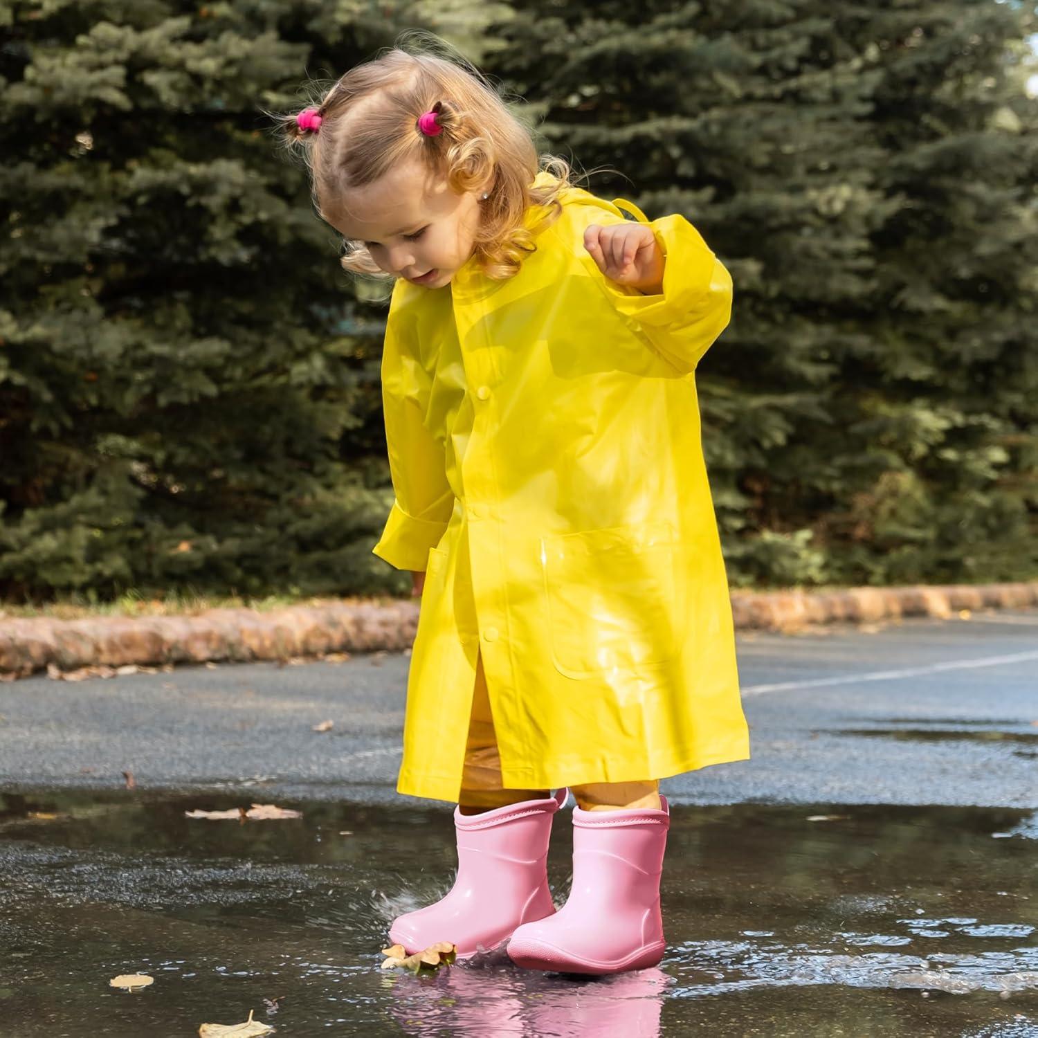 imageK KomForme Toddler Rain Boots Baby Easyon Rain Shoes for Boys and Girls Waterproof Lightweight OutdoorPink