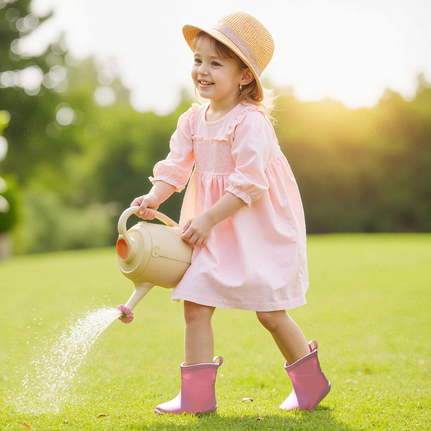 imageK KomForme Toddler Rain Boots Baby Easyon Rain Shoes for Boys and Girls Waterproof Lightweight OutdoorPink