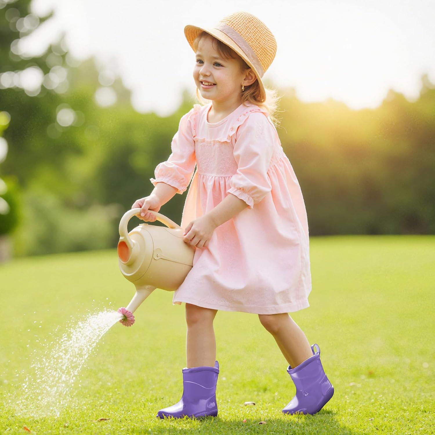 imageK KomForme Toddler Rain Boots Baby Easyon Rain Shoes for Boys and Girls Waterproof Lightweight OutdoorPurple