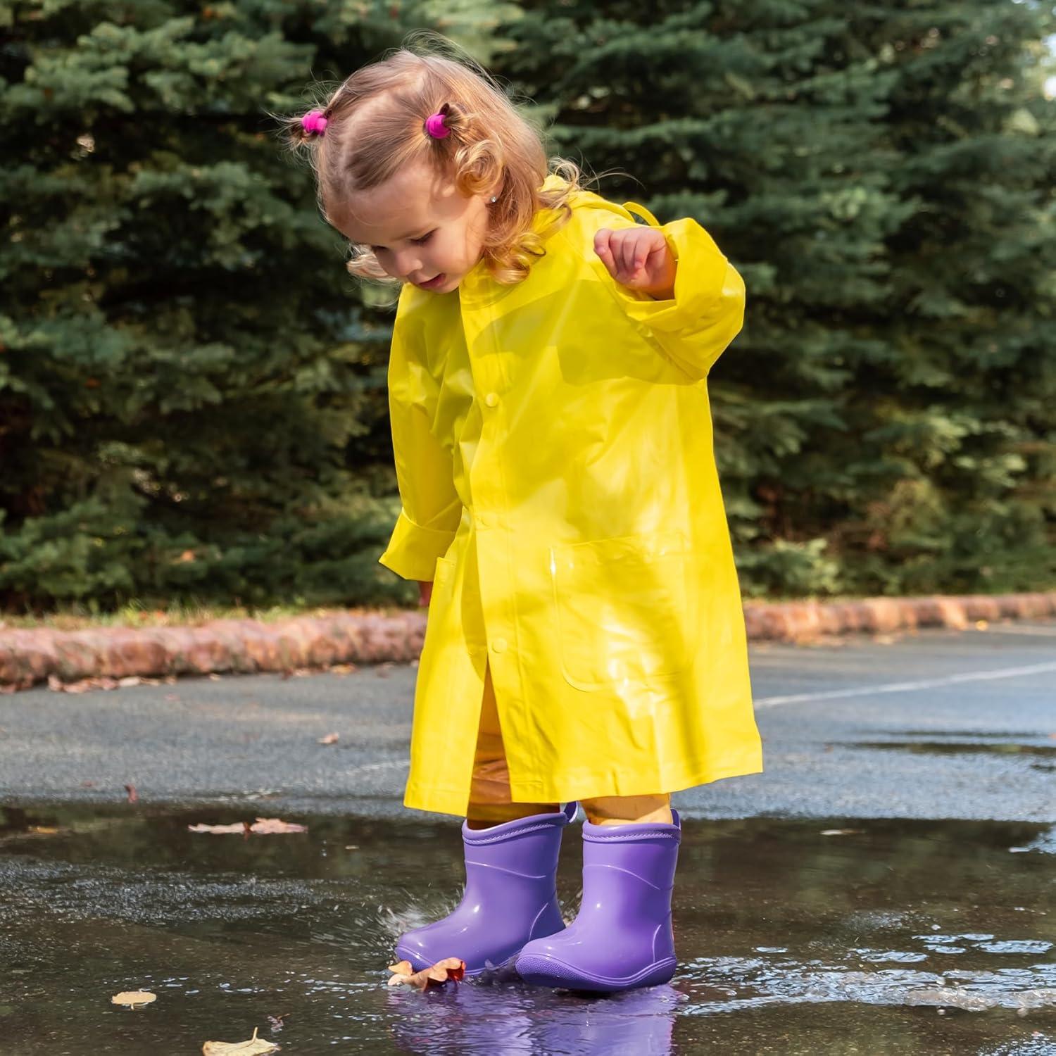 imageK KomForme Toddler Rain Boots Baby Easyon Rain Shoes for Boys and Girls Waterproof Lightweight OutdoorPurple