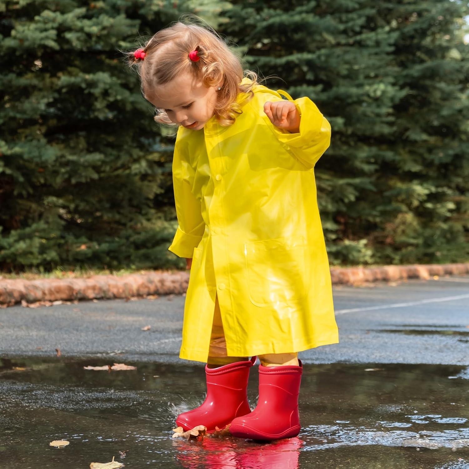 imageK KomForme Toddler Rain Boots Baby Easyon Rain Shoes for Boys and Girls Waterproof Lightweight OutdoorRed