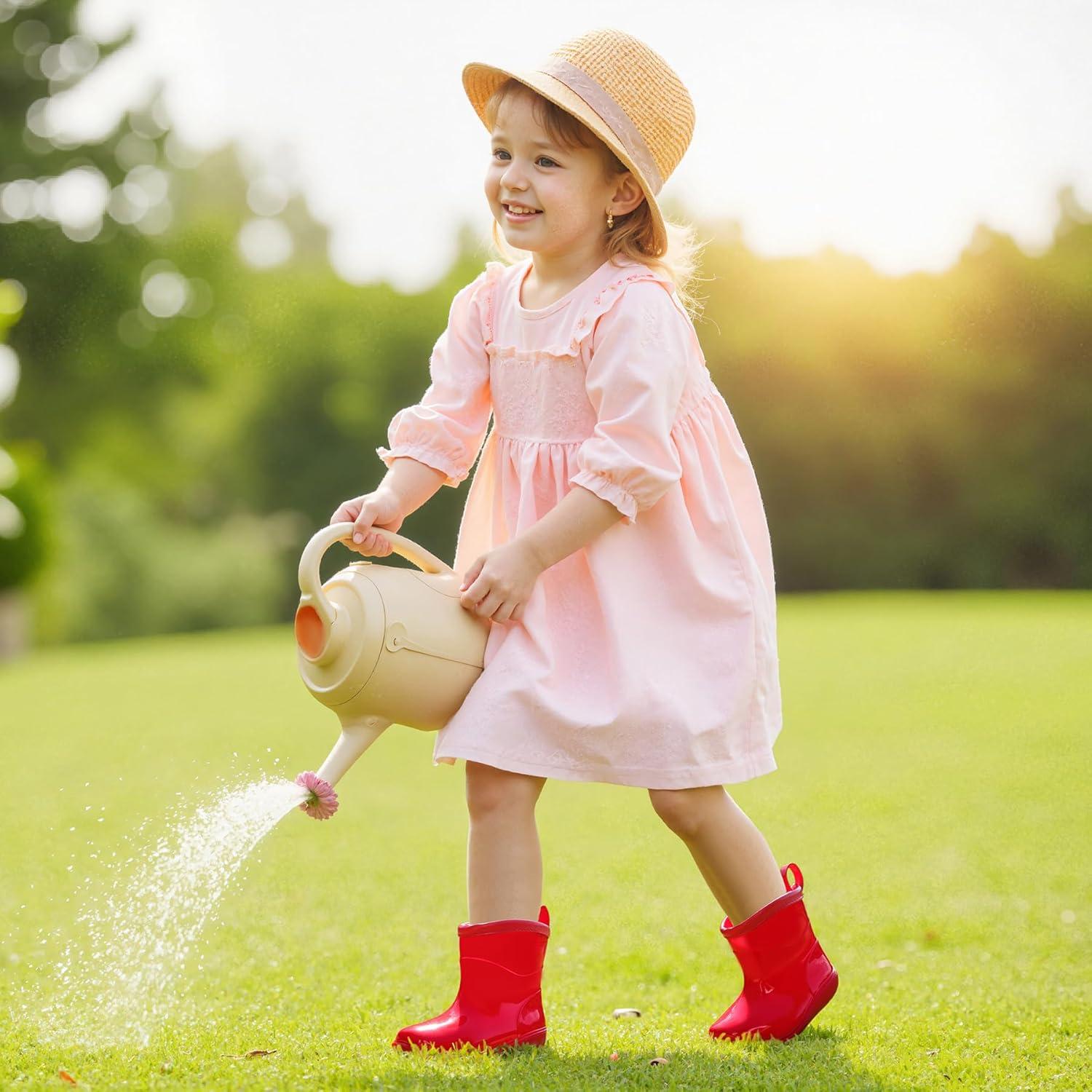 imageK KomForme Toddler Rain Boots Baby Easyon Rain Shoes for Boys and Girls Waterproof Lightweight OutdoorRed