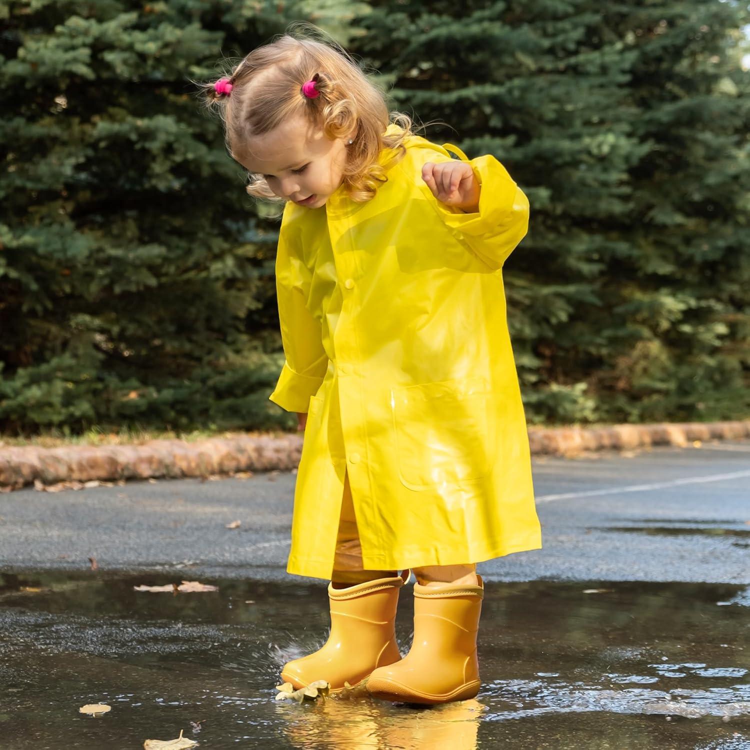 imageK KomForme Toddler Rain Boots Baby Easyon Rain Shoes for Boys and Girls Waterproof Lightweight OutdoorYellow