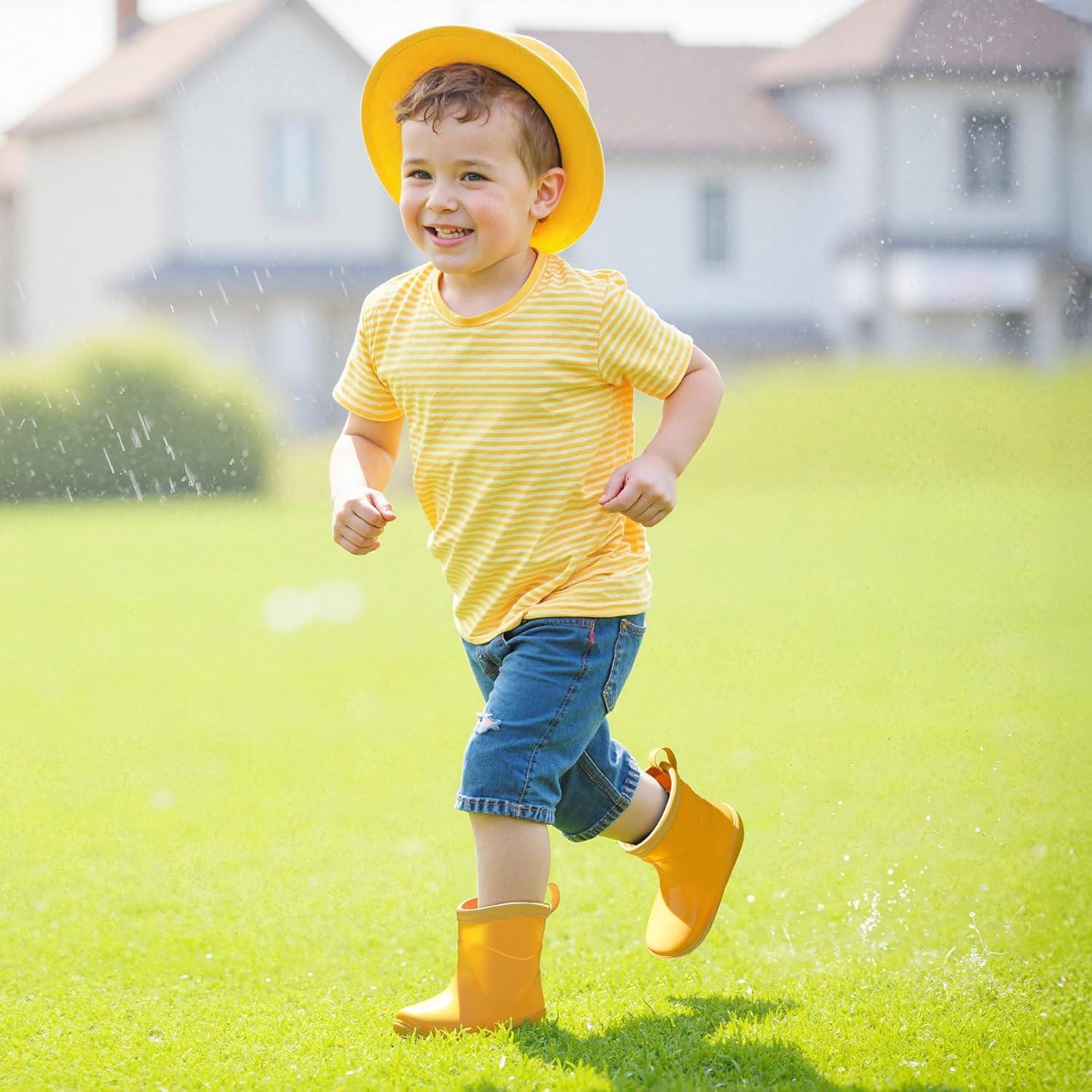 imageK KomForme Toddler Rain Boots Baby Easyon Rain Shoes for Boys and Girls Waterproof Lightweight OutdoorYellow