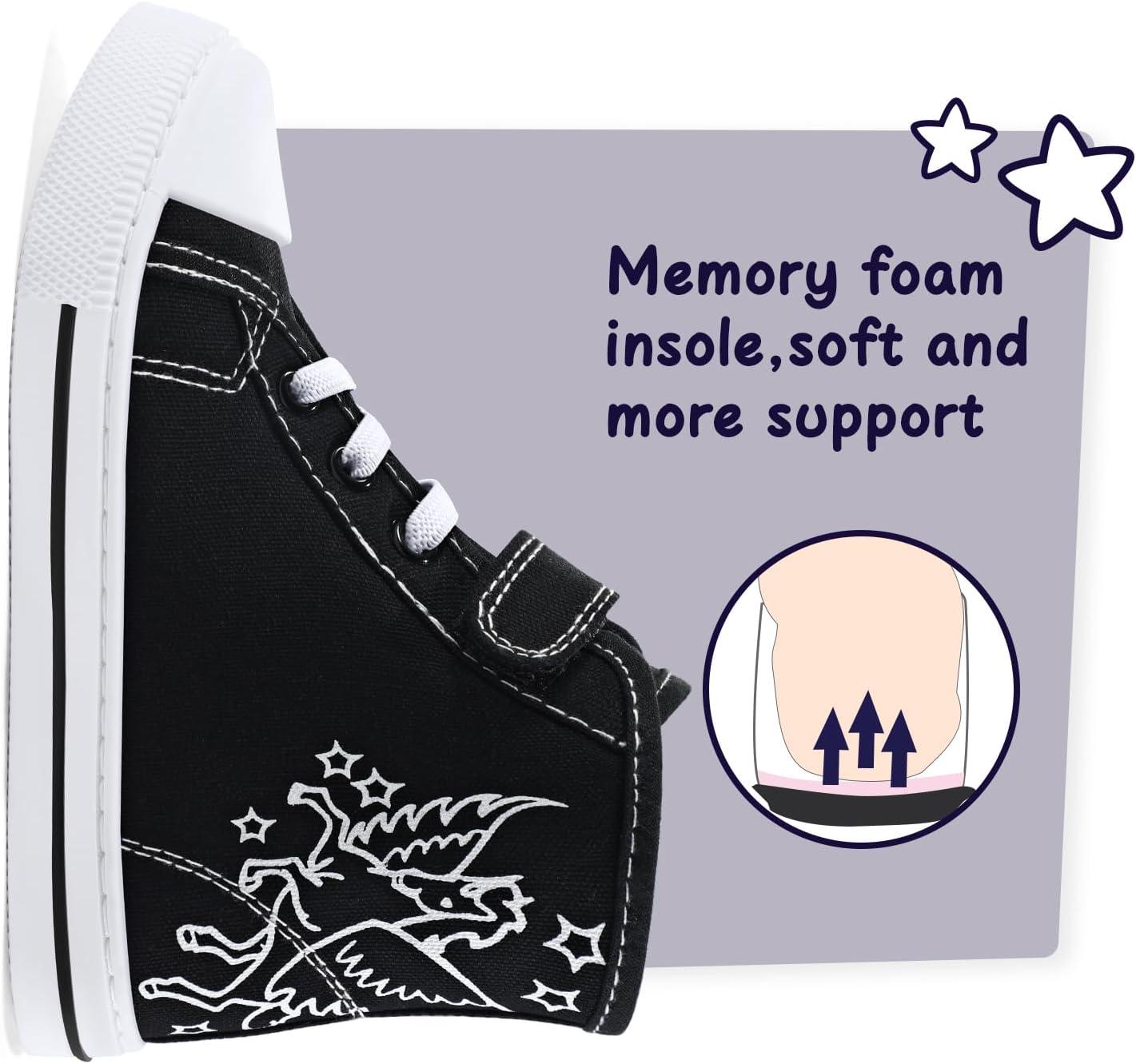 imageK KomForme Toddler Sneakers Girls Canvas High Top Walking Shoes with Hook and LoopsAngel Unicorn