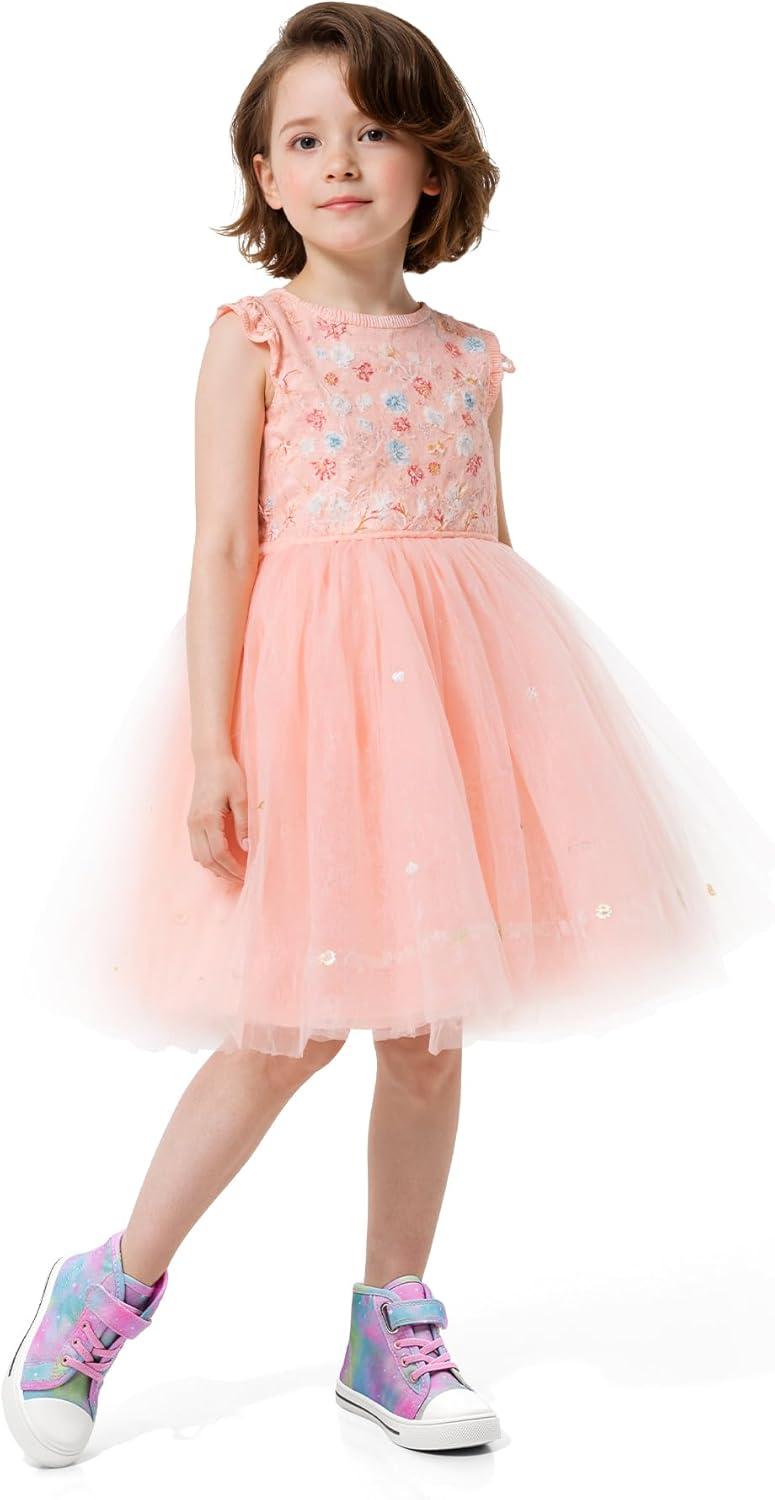 imageK KomForme Toddler Sneakers Girls Canvas High Top Walking Shoes with Hook and LoopsColorful