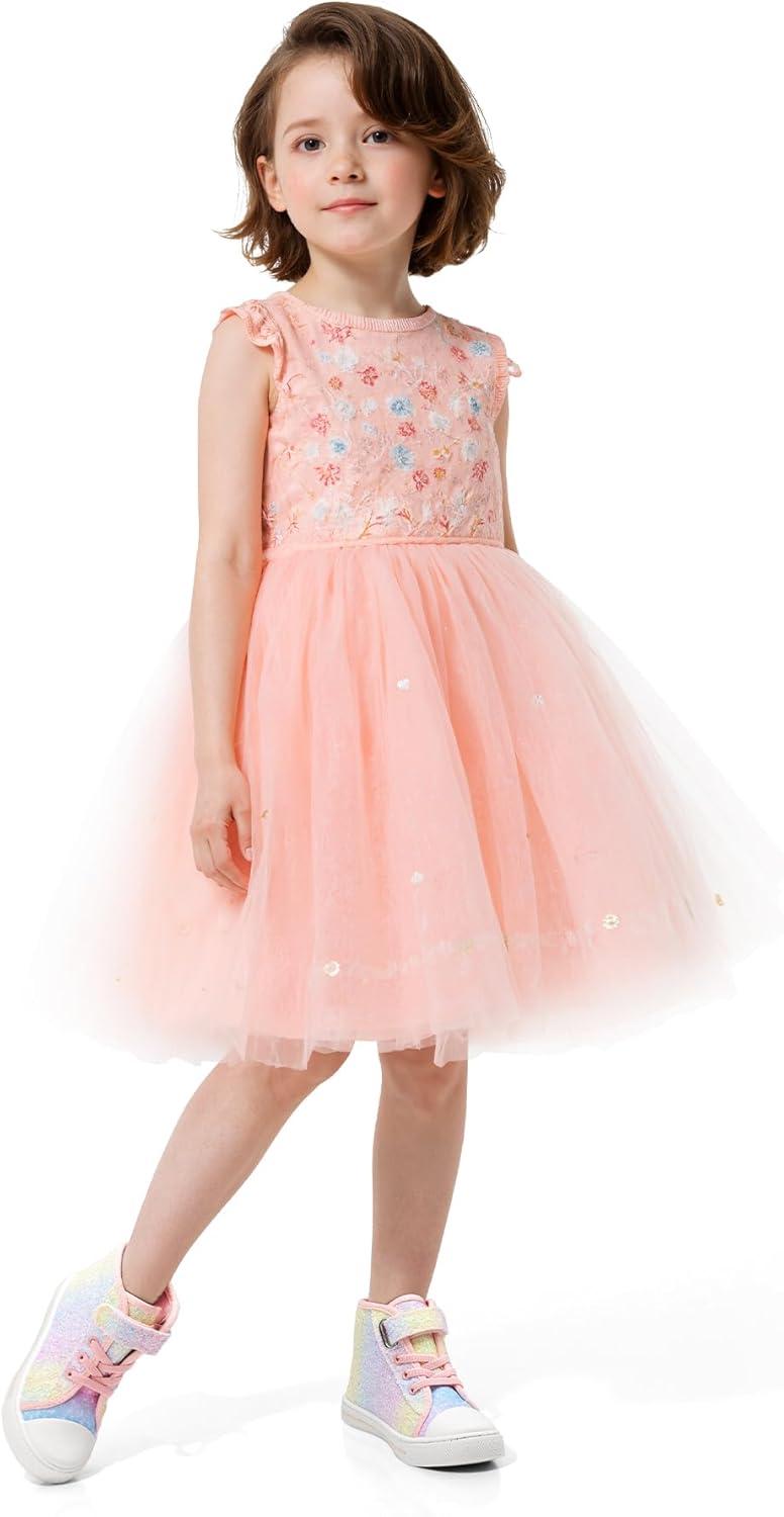 imageK KomForme Toddler Sneakers Girls Canvas High Top Walking Shoes with Hook and LoopsGlitter Rainbow