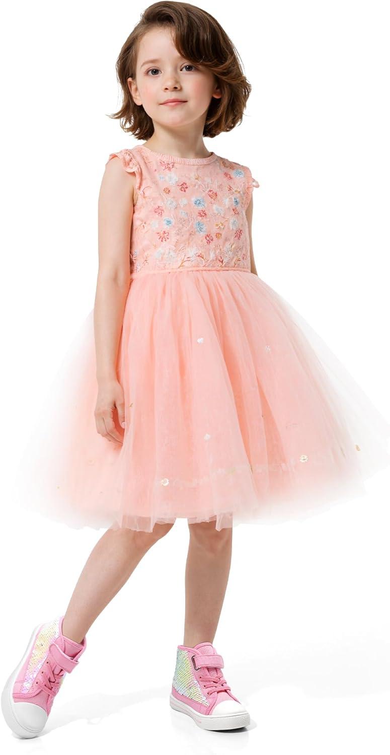 imageK KomForme Toddler Sneakers Girls Canvas High Top Walking Shoes with Hook and LoopsPink Sequins