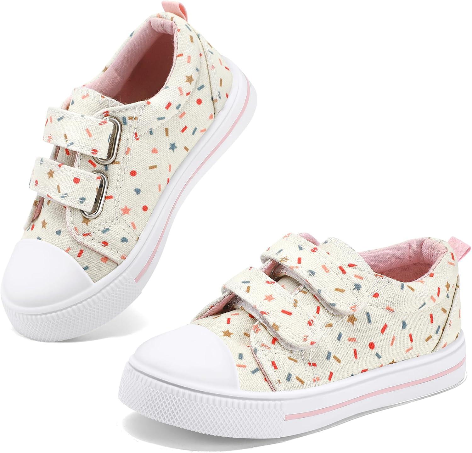 imageK KomForme Toddler Sneakers for Boys and Girls Dual Hook and Loops Sneakers Baby Canvas ShoesColorful