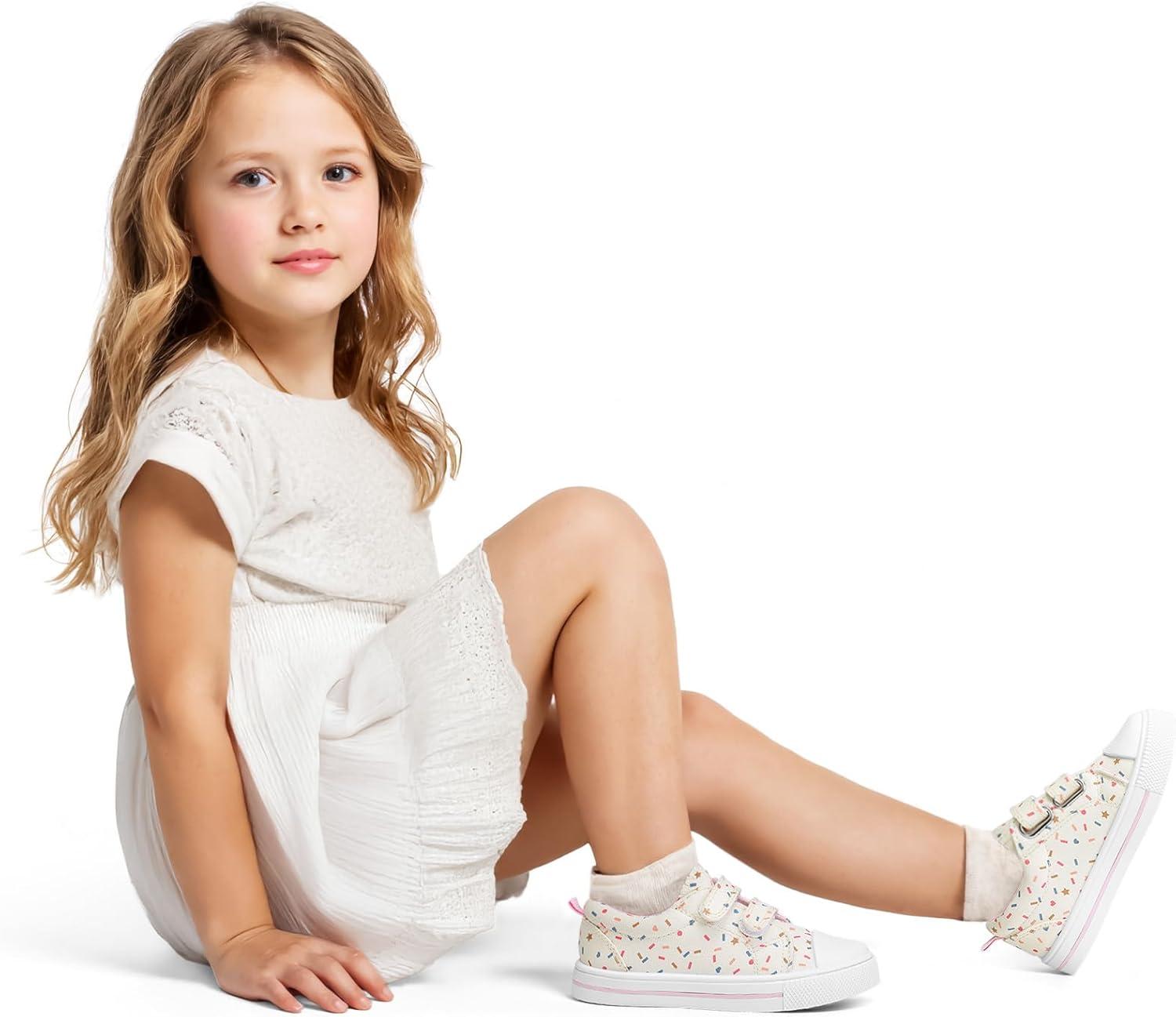 imageK KomForme Toddler Sneakers for Boys and Girls Dual Hook and Loops Sneakers Baby Canvas ShoesColorful