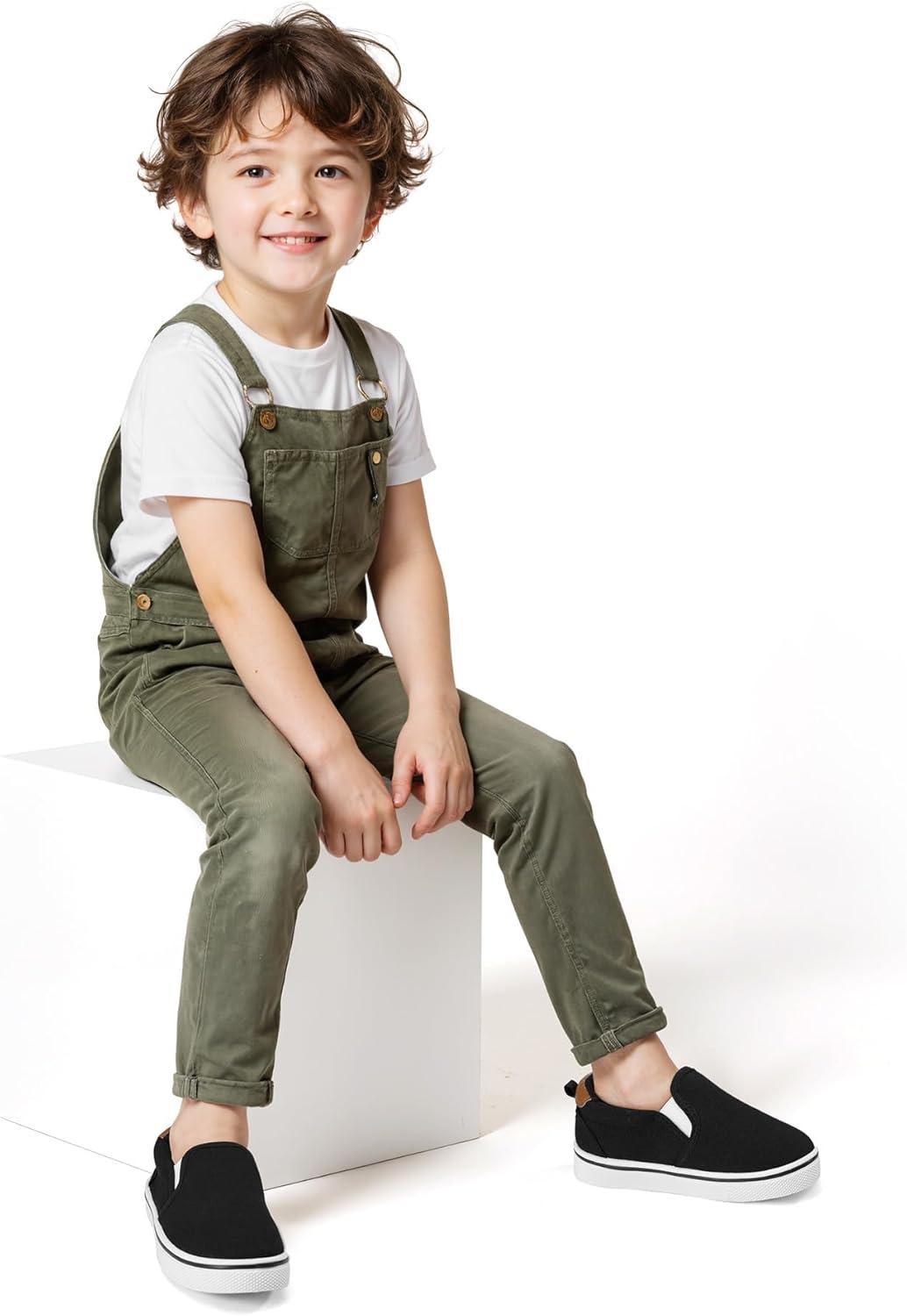 imageK KomForme Toddler Sneakers for Girls Boys Slip On Canvas Walking ShoesBlack