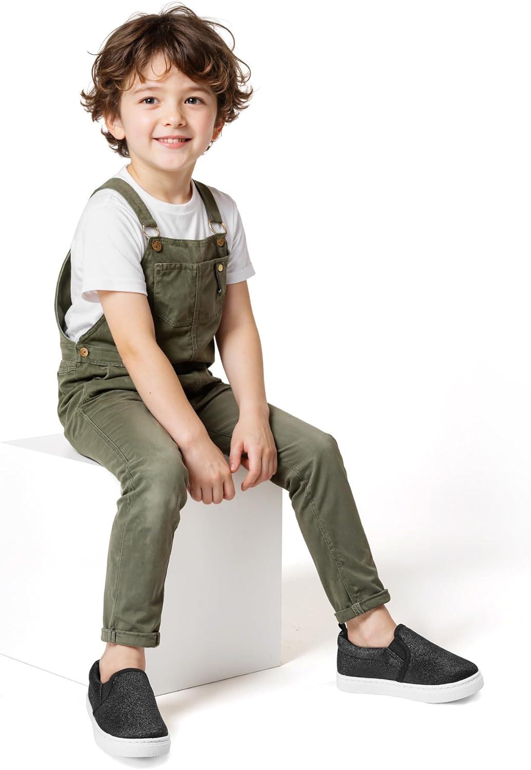 imageK KomForme Toddler Sneakers for Girls Boys Slip On Canvas Walking ShoesBlack Glitter