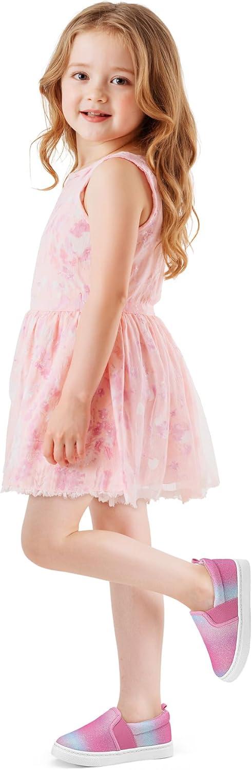 imageK KomForme Toddler Sneakers for Girls Boys Slip On Canvas Walking ShoesGradient Glitter