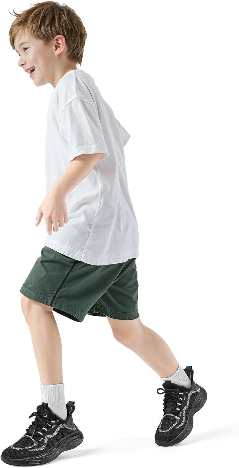 imageRUNSIDE Boys Girls Sneakers Lace up Kids Tennis Shoes for WalkingRunning Lightweight Breathable Gym Shoes Outdoor Little KidBig KidBlack