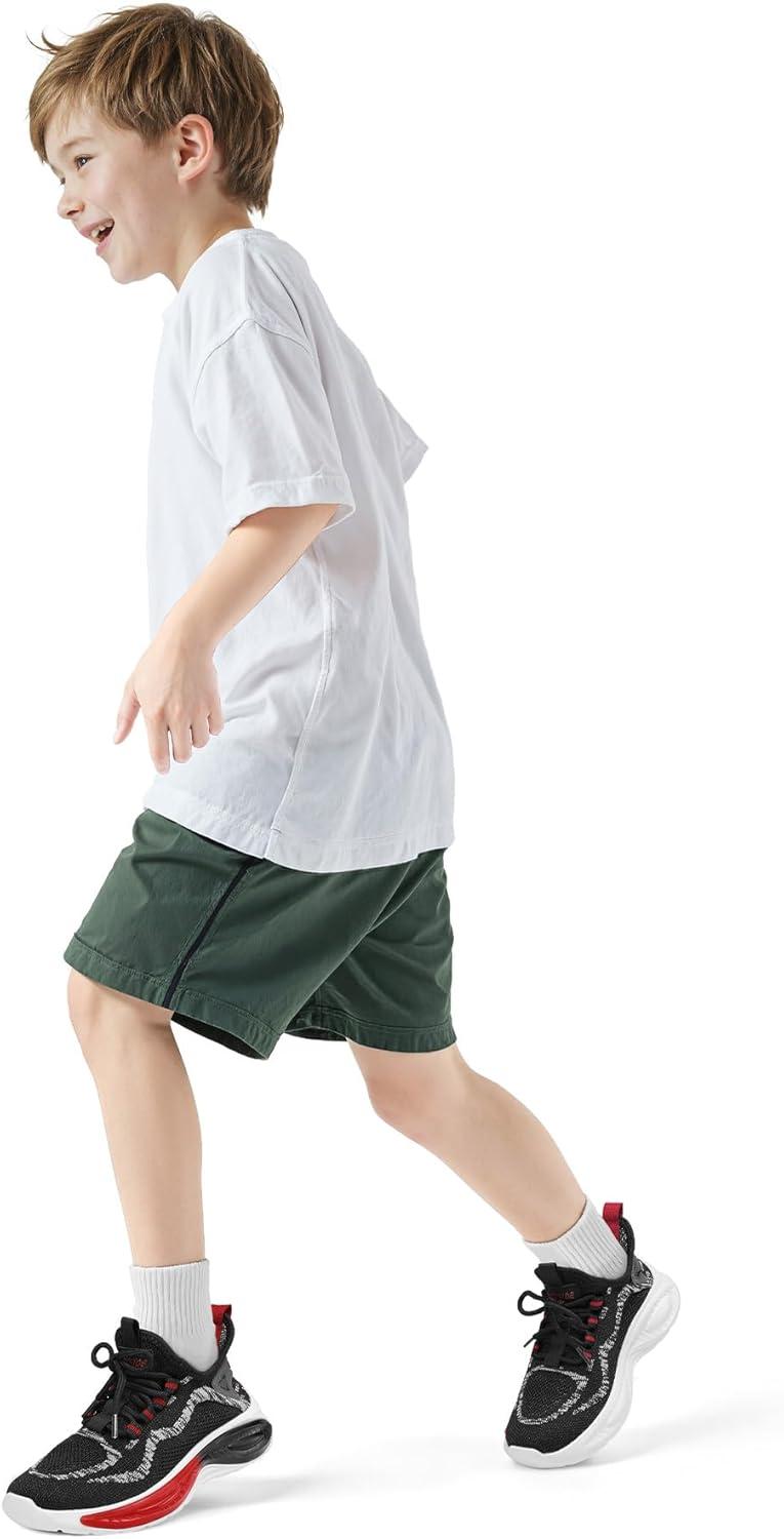 imageRUNSIDE Boys Girls Sneakers Lace up Kids Tennis Shoes for WalkingRunning Lightweight Breathable Gym Shoes Outdoor Little KidBig KidBlackRed