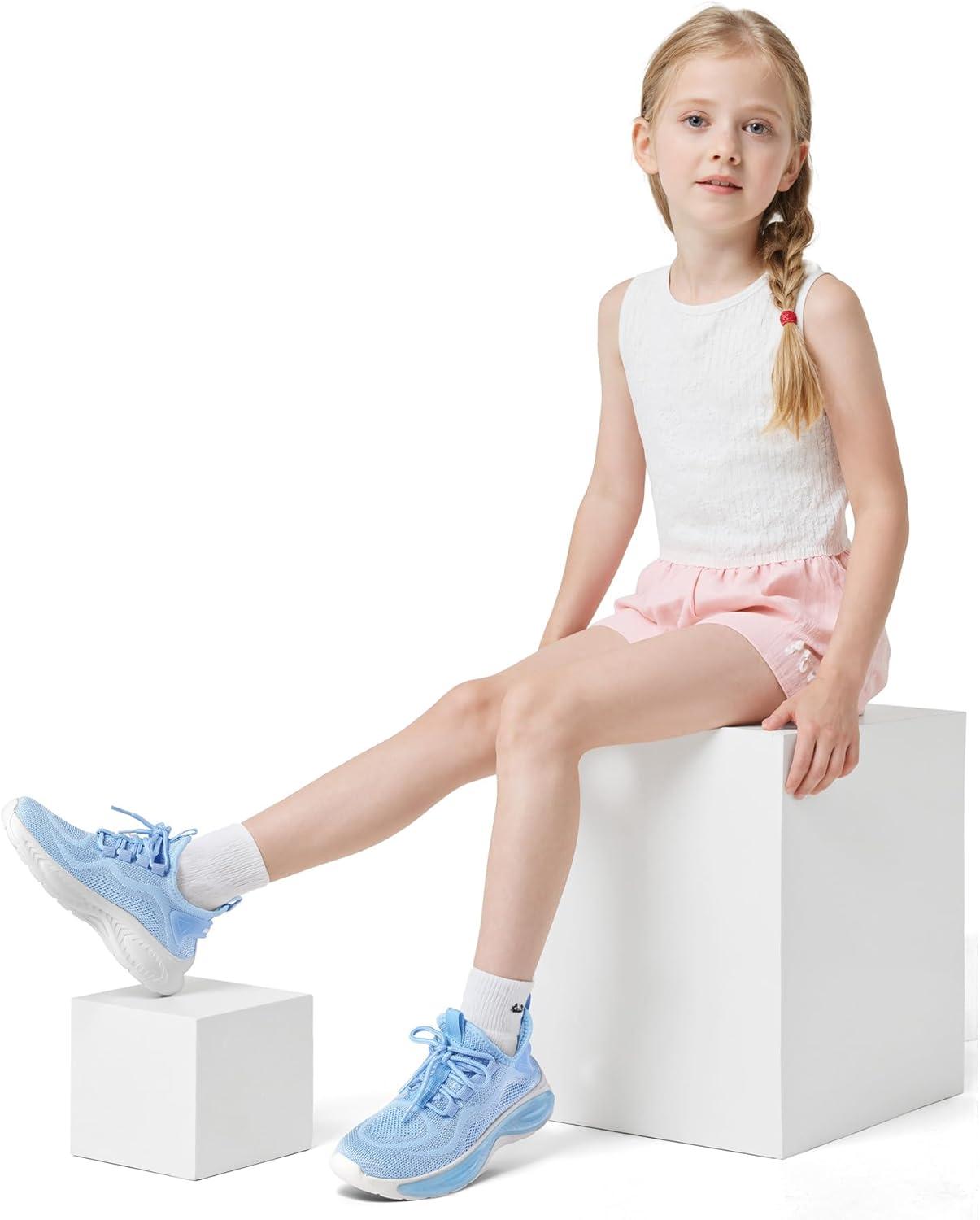 imageRUNSIDE Boys Girls Sneakers Lace up Kids Tennis Shoes for WalkingRunning Lightweight Breathable Gym Shoes Outdoor Little KidBig KidBlue