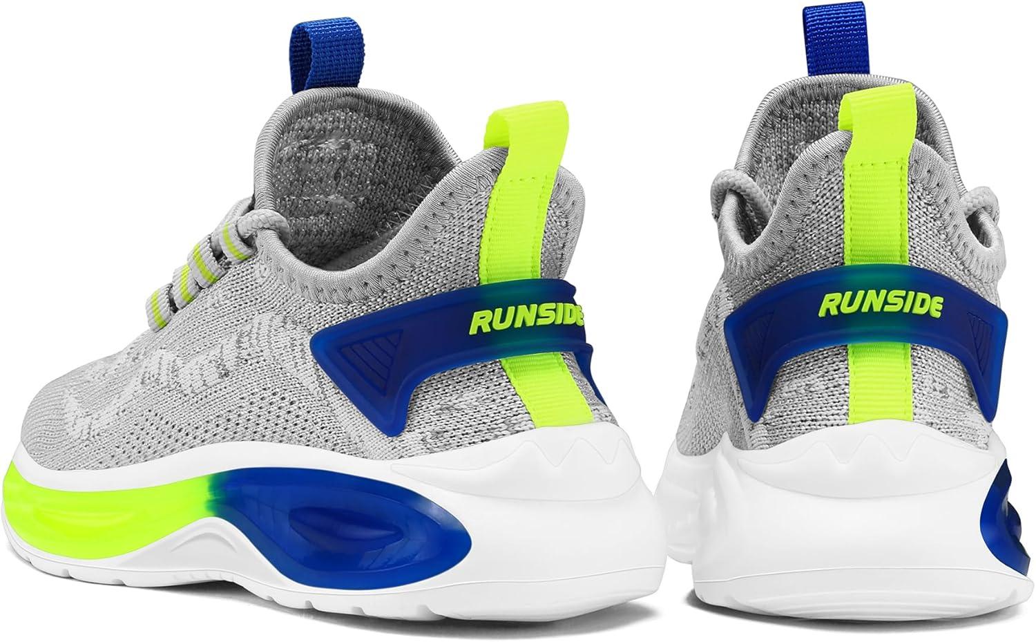 imageRUNSIDE Boys Girls Sneakers Lace up Kids Tennis Shoes for WalkingRunning Lightweight Breathable Gym Shoes Outdoor Little KidBig KidGrey