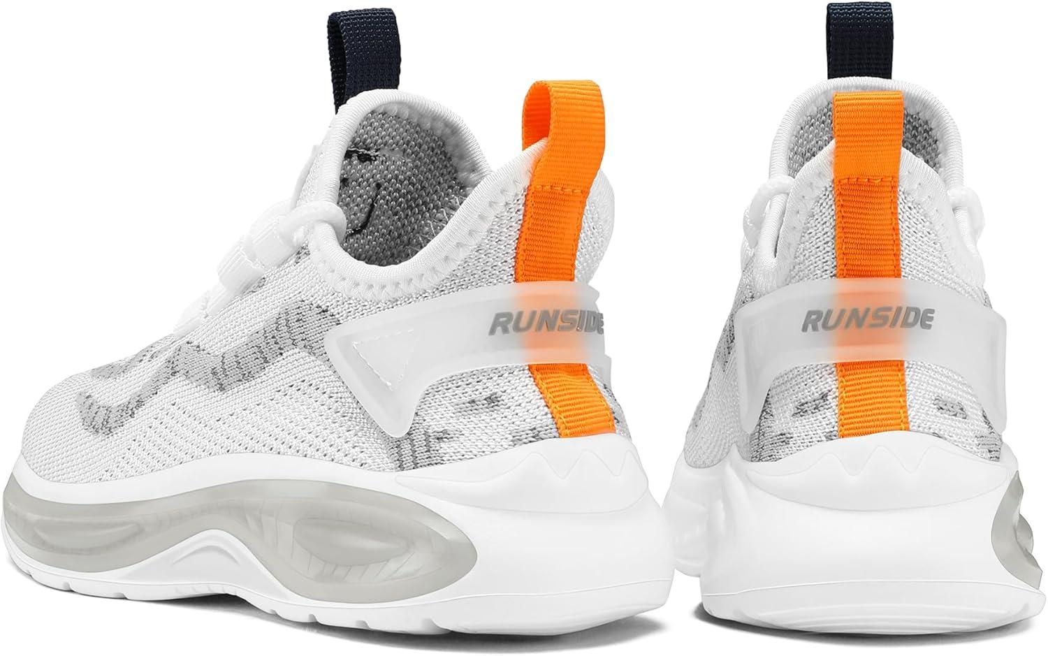 imageRUNSIDE Boys Girls Sneakers Lace up Kids Tennis Shoes for WalkingRunning Lightweight Breathable Gym Shoes Outdoor Little KidBig KidGreyWhite