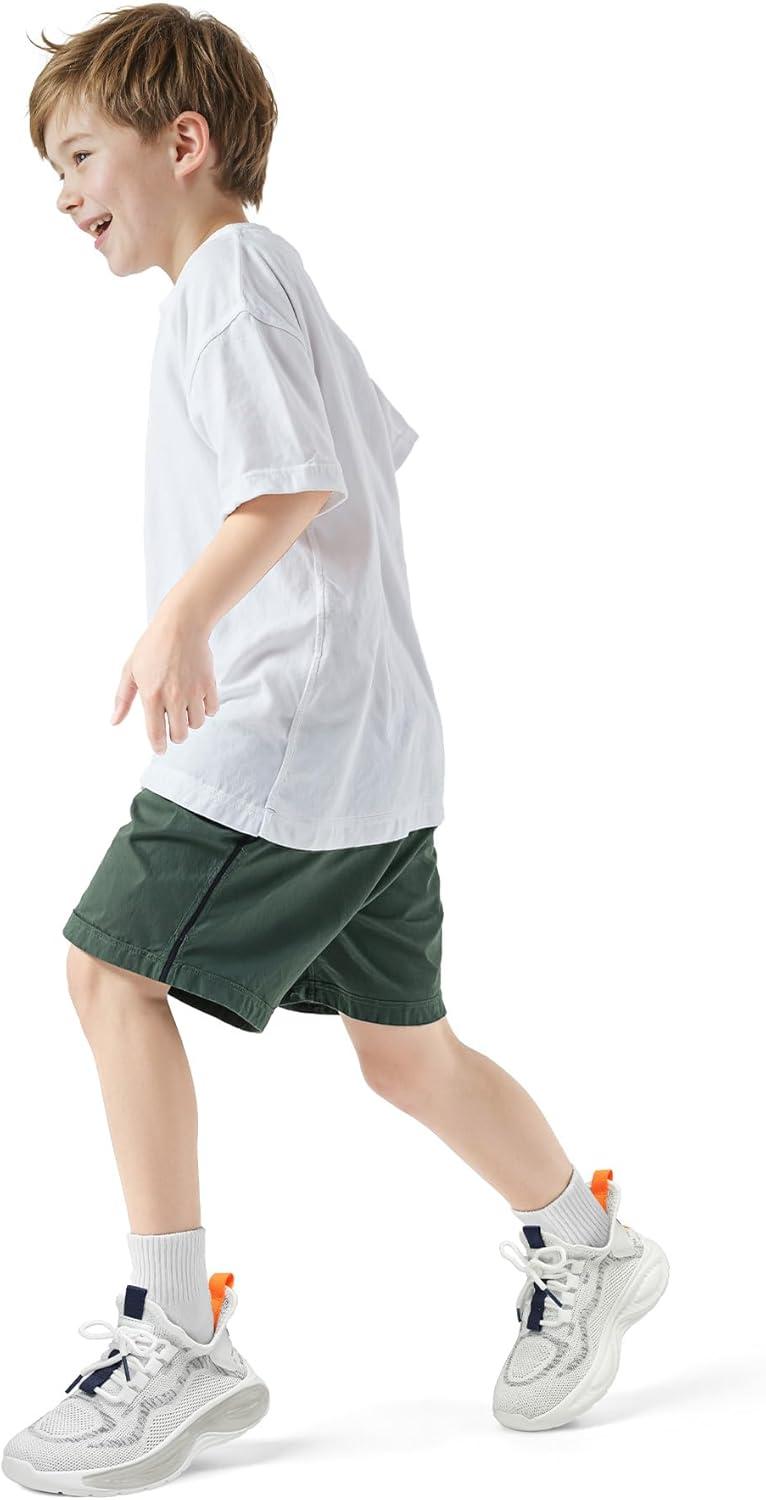 imageRUNSIDE Boys Girls Sneakers Lace up Kids Tennis Shoes for WalkingRunning Lightweight Breathable Gym Shoes Outdoor Little KidBig KidGreyWhite