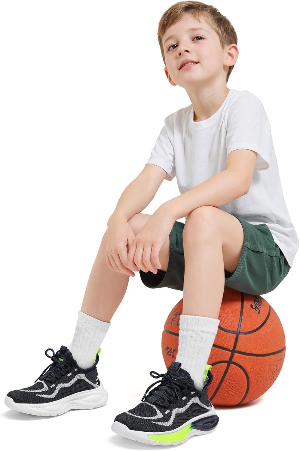 imageRUNSIDE Boys Girls Sneakers Lace up Kids Tennis Shoes for WalkingRunning Lightweight Breathable Gym Shoes Outdoor Little KidBig KidNavy