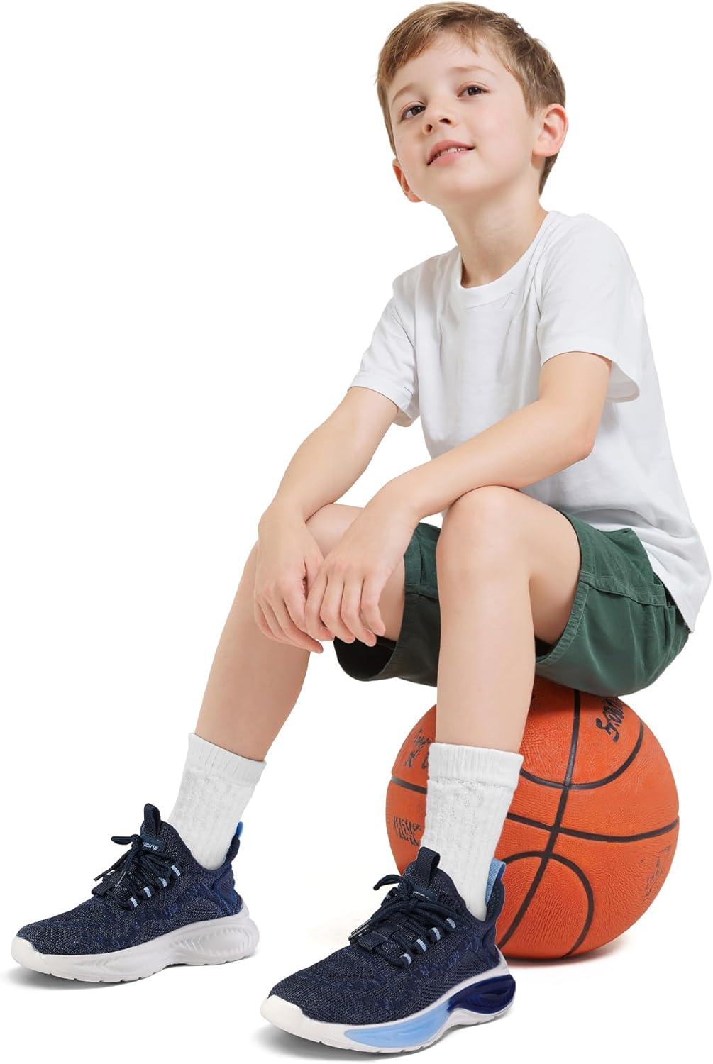 imageRUNSIDE Boys Girls Sneakers Lace up Kids Tennis Shoes for WalkingRunning Lightweight Breathable Gym Shoes Outdoor Little KidBig KidNavy Blue