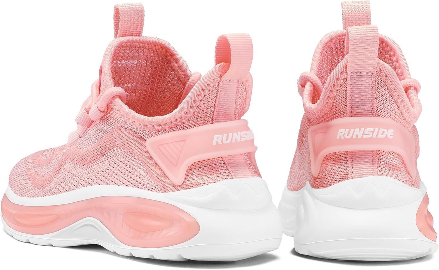 imageRUNSIDE Boys Girls Sneakers Lace up Kids Tennis Shoes for WalkingRunning Lightweight Breathable Gym Shoes Outdoor Little KidBig KidPink