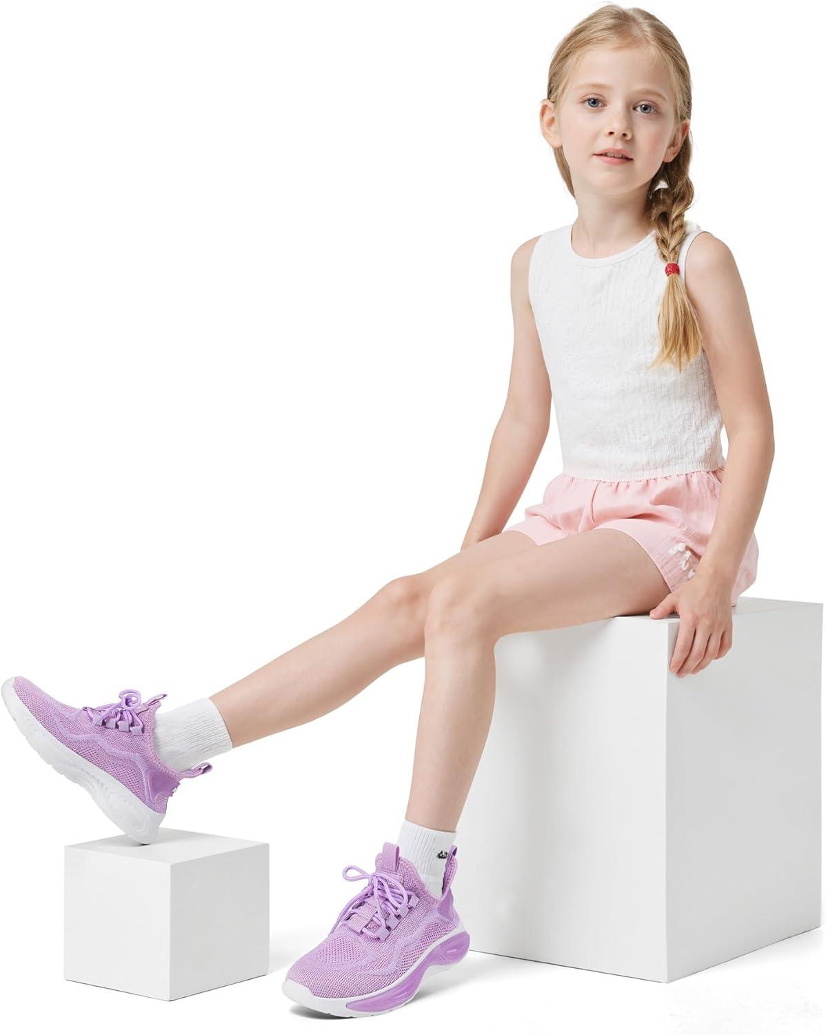 imageRUNSIDE Boys Girls Sneakers Lace up Kids Tennis Shoes for WalkingRunning Lightweight Breathable Gym Shoes Outdoor Little KidBig KidPurple