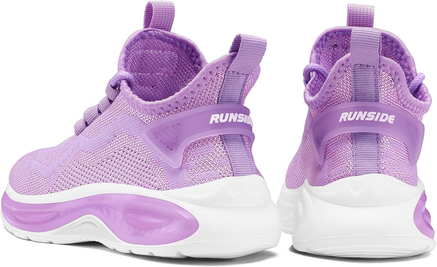 imageRUNSIDE Boys Girls Sneakers Lace up Kids Tennis Shoes for WalkingRunning Lightweight Breathable Gym Shoes Outdoor Little KidBig KidPurple