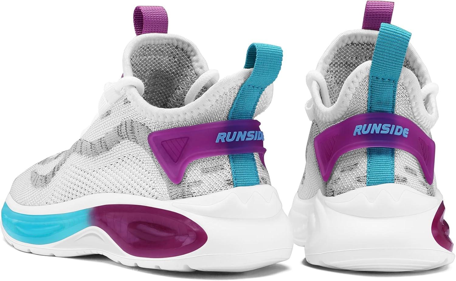 imageRUNSIDE Boys Girls Sneakers Lace up Kids Tennis Shoes for WalkingRunning Lightweight Breathable Gym Shoes Outdoor Little KidBig KidWhiteColorful