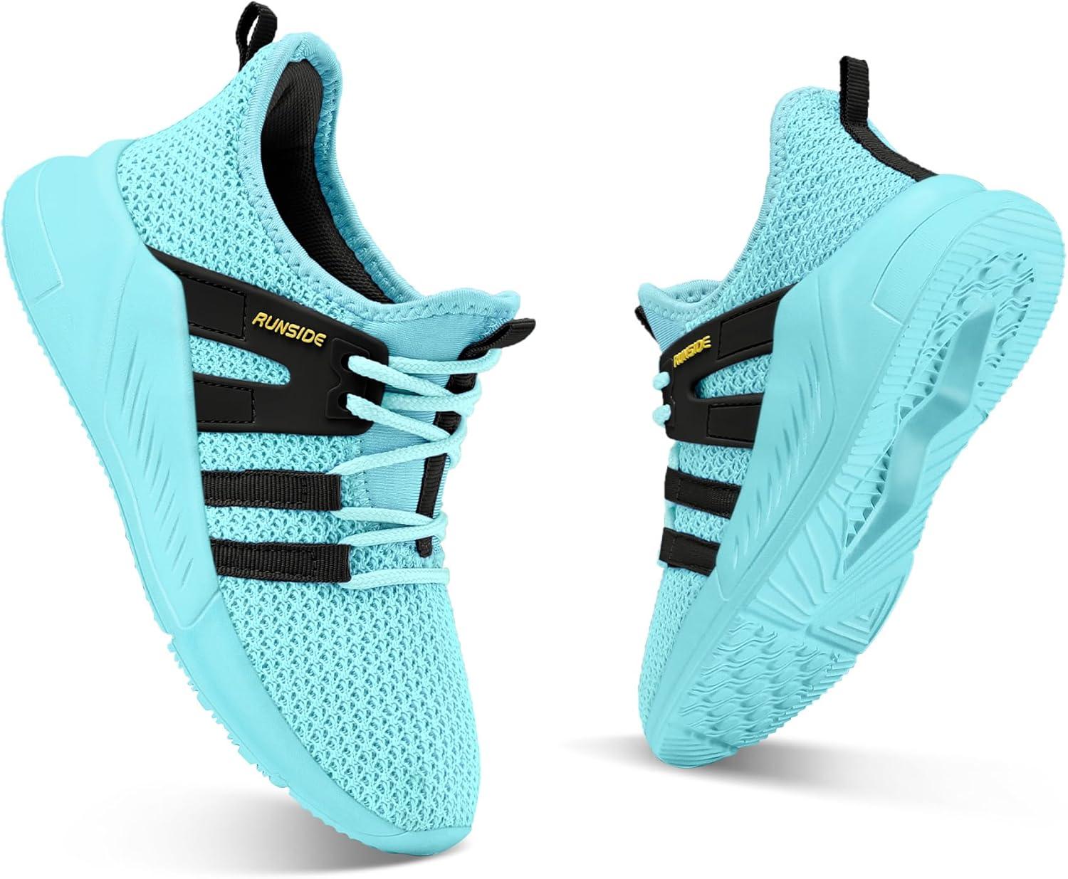 imageRUNSIDE Boys Girls Tennis Shoes Kids Lightweight Breathable Sneakers Laceup Running Athletic Shoes for ToddlerLittle KidBig KidAqua