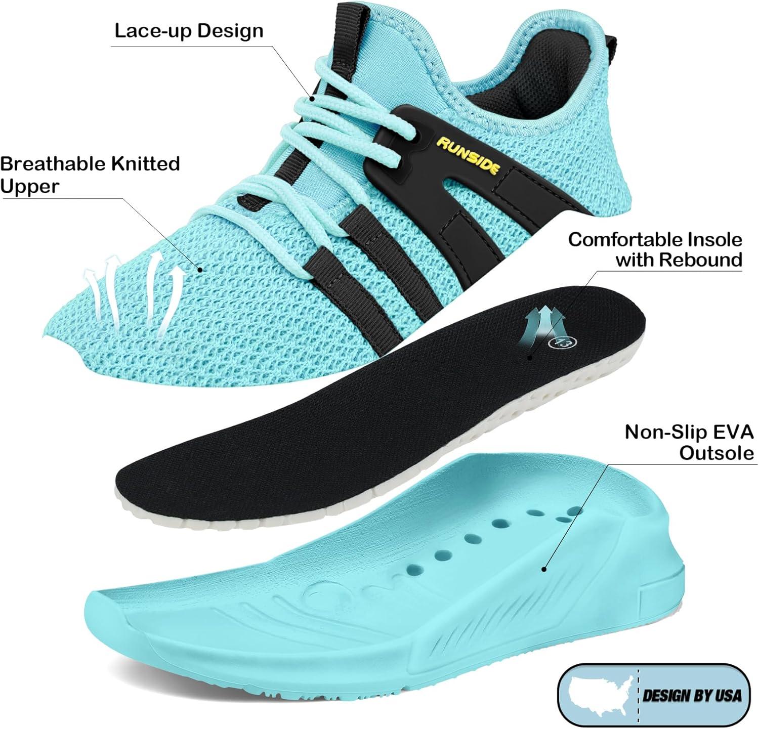 imageRUNSIDE Boys Girls Tennis Shoes Kids Lightweight Breathable Sneakers Laceup Running Athletic Shoes for ToddlerLittle KidBig KidAqua