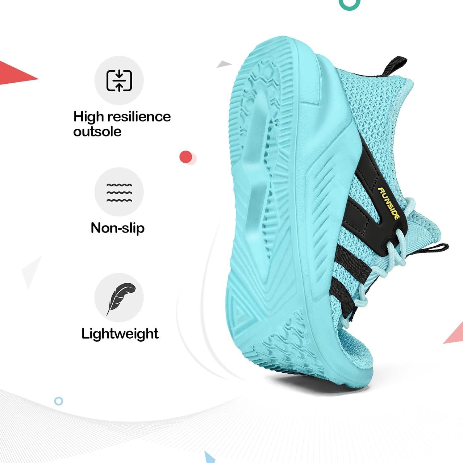 imageRUNSIDE Boys Girls Tennis Shoes Kids Lightweight Breathable Sneakers Laceup Running Athletic Shoes for ToddlerLittle KidBig KidAqua