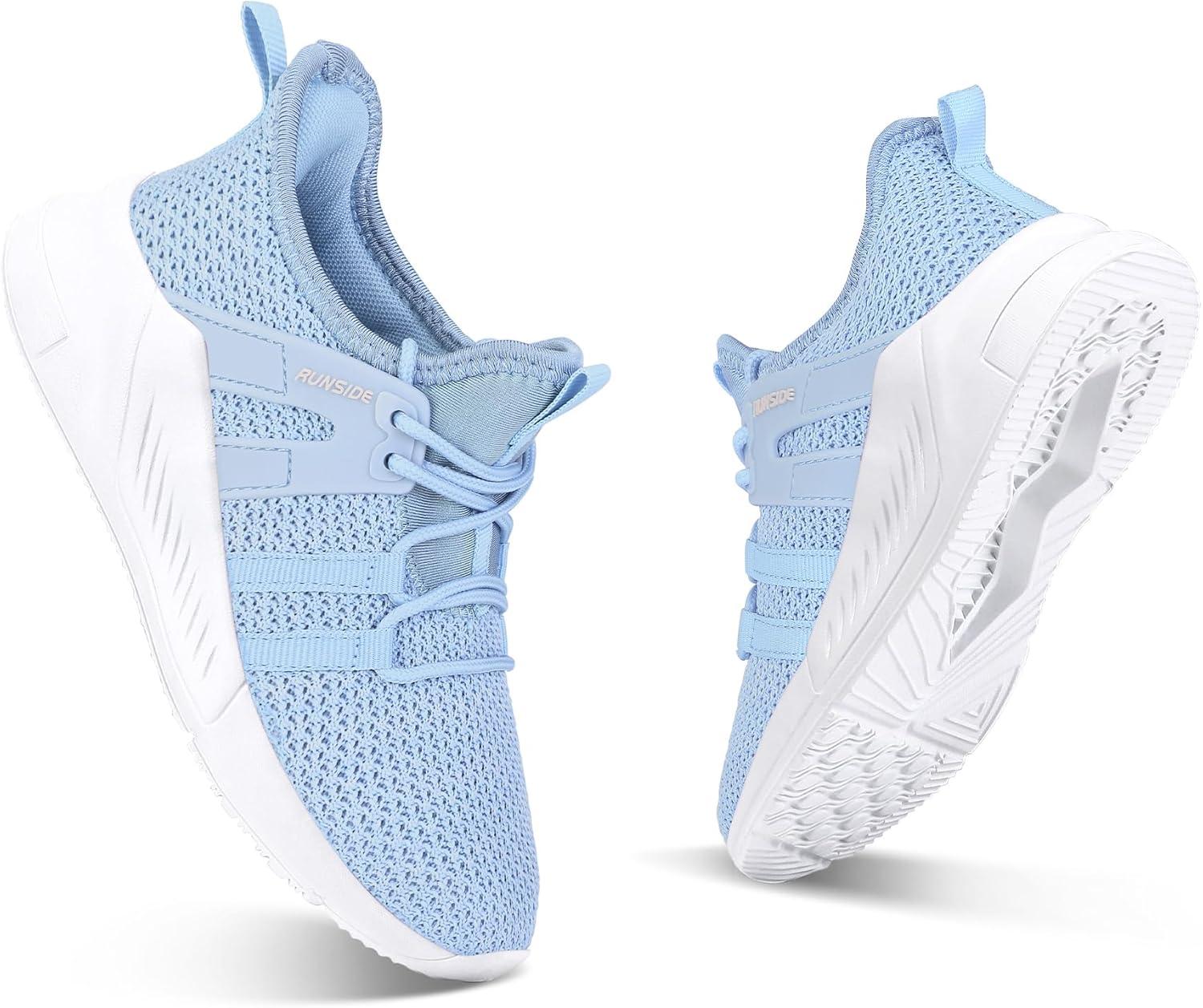 imageRUNSIDE Boys Girls Tennis Shoes Kids Lightweight Breathable Sneakers Laceup Running Athletic Shoes for ToddlerLittle KidBig KidBaby Blue