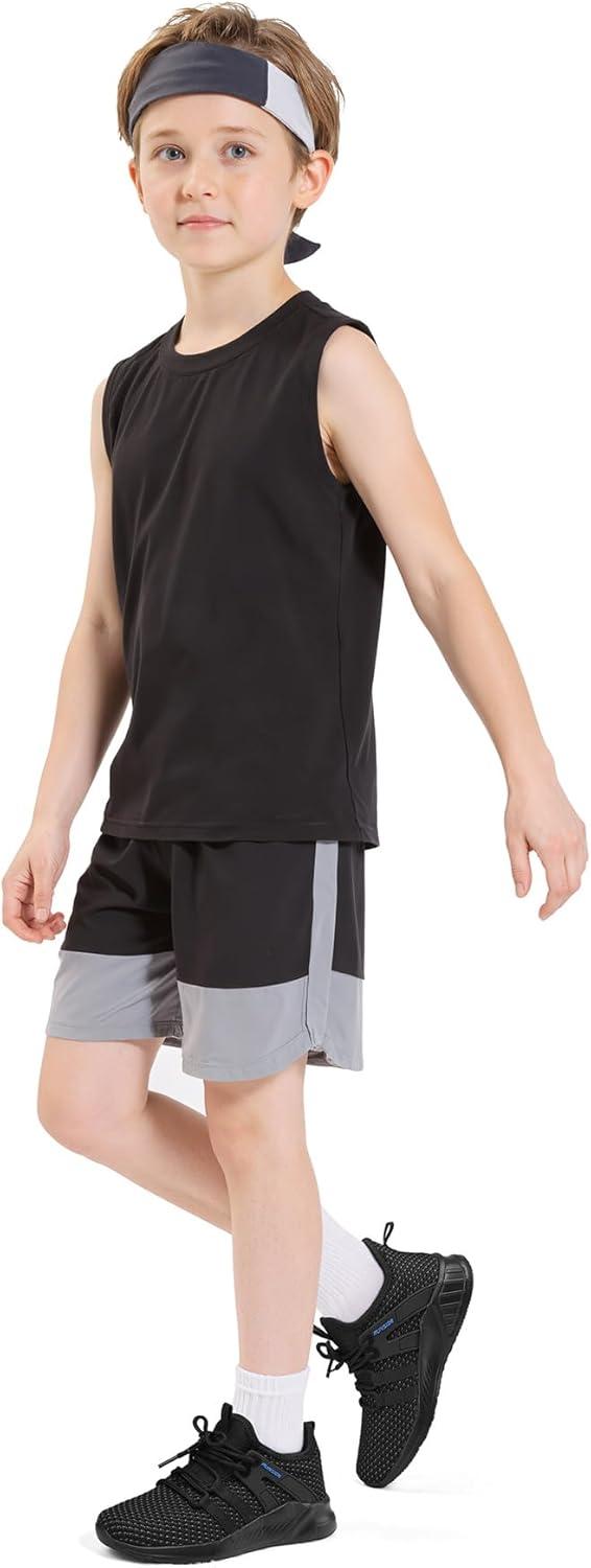 imageRUNSIDE Boys Girls Tennis Shoes Kids Lightweight Breathable Sneakers Laceup Running Athletic Shoes for ToddlerLittle KidBig KidBlack