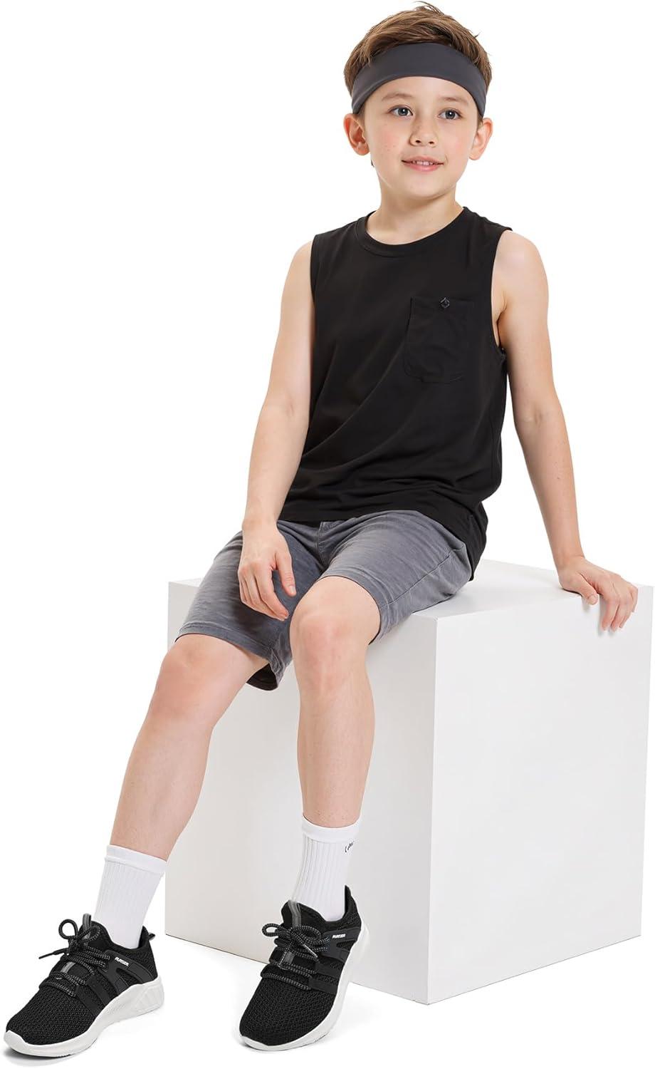 imageRUNSIDE Boys Girls Tennis Shoes Kids Lightweight Breathable Sneakers Laceup Running Athletic Shoes for ToddlerLittle KidBig KidBlack White