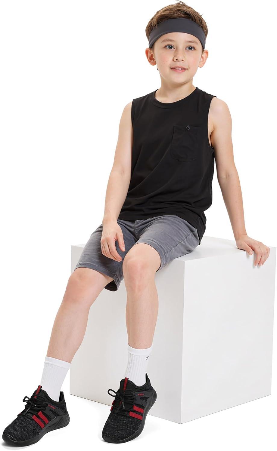 imageRUNSIDE Boys Girls Tennis Shoes Kids Lightweight Breathable Sneakers Laceup Running Athletic Shoes for ToddlerLittle KidBig KidBlackRed