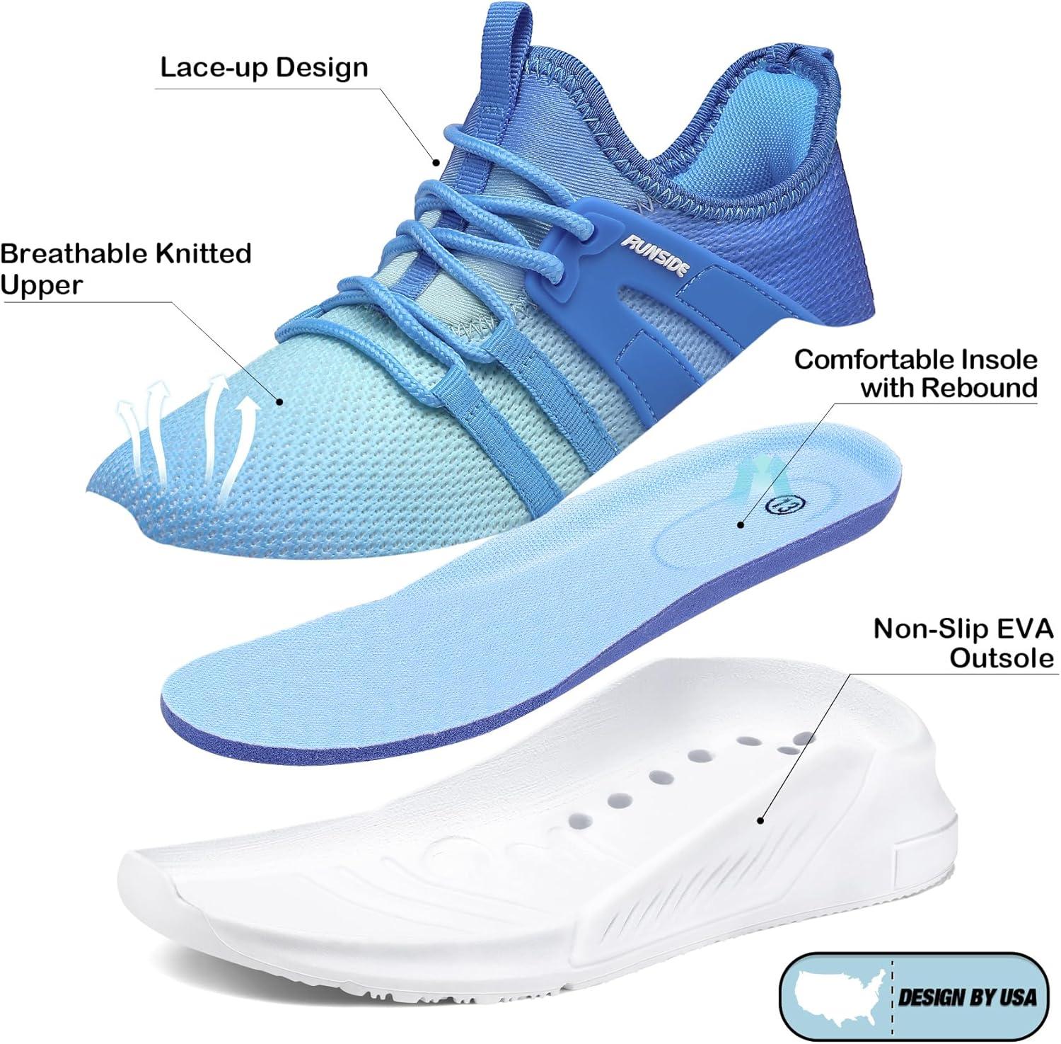 imageRUNSIDE Boys Girls Tennis Shoes Kids Lightweight Breathable Sneakers Laceup Running Athletic Shoes for ToddlerLittle KidBig KidGradient Blue