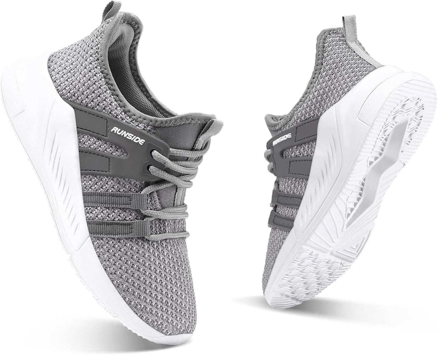 imageRUNSIDE Boys Girls Tennis Shoes Kids Lightweight Breathable Sneakers Laceup Running Athletic Shoes for ToddlerLittle KidBig KidGrey